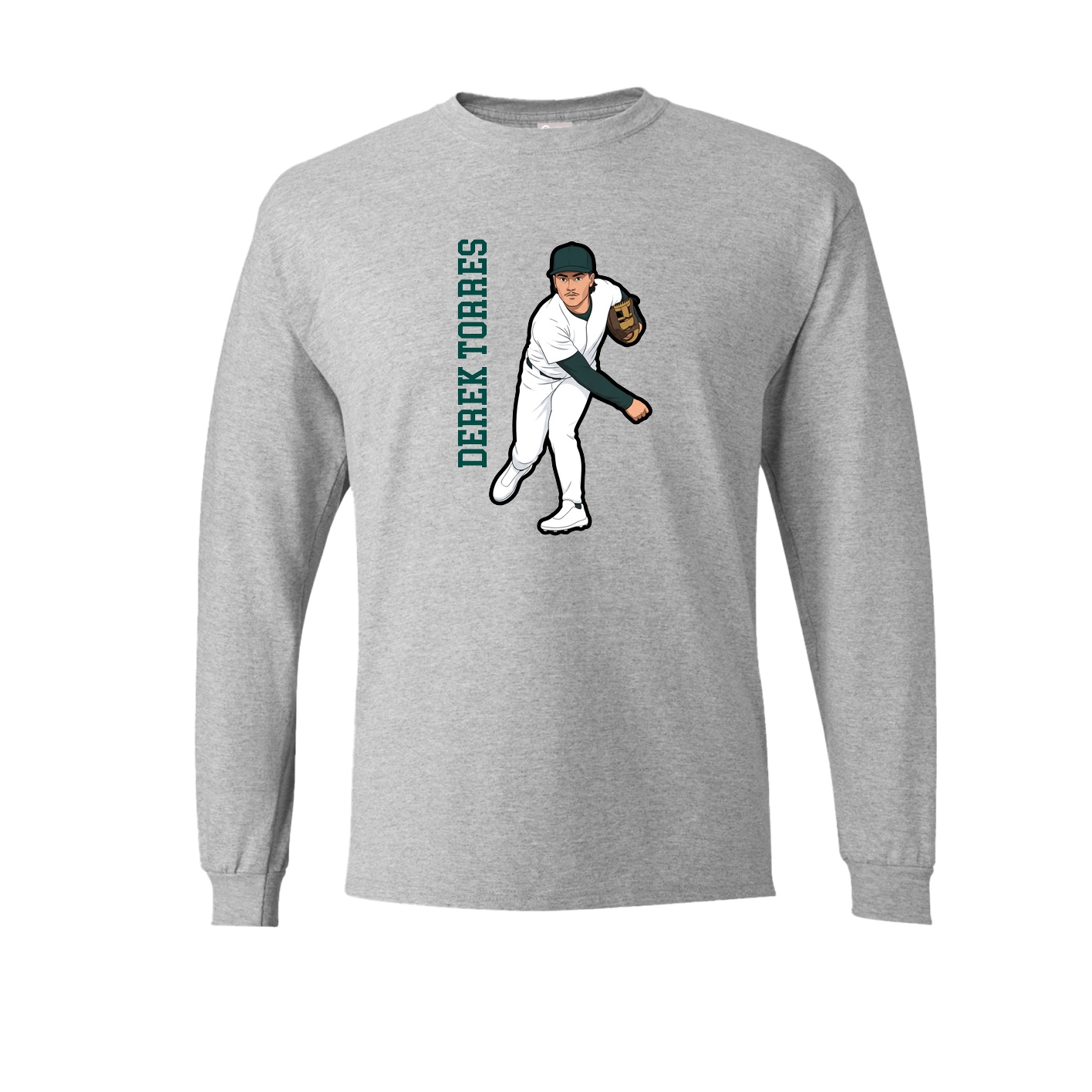 Long Sleeve Tee — Name Vertical in Grey