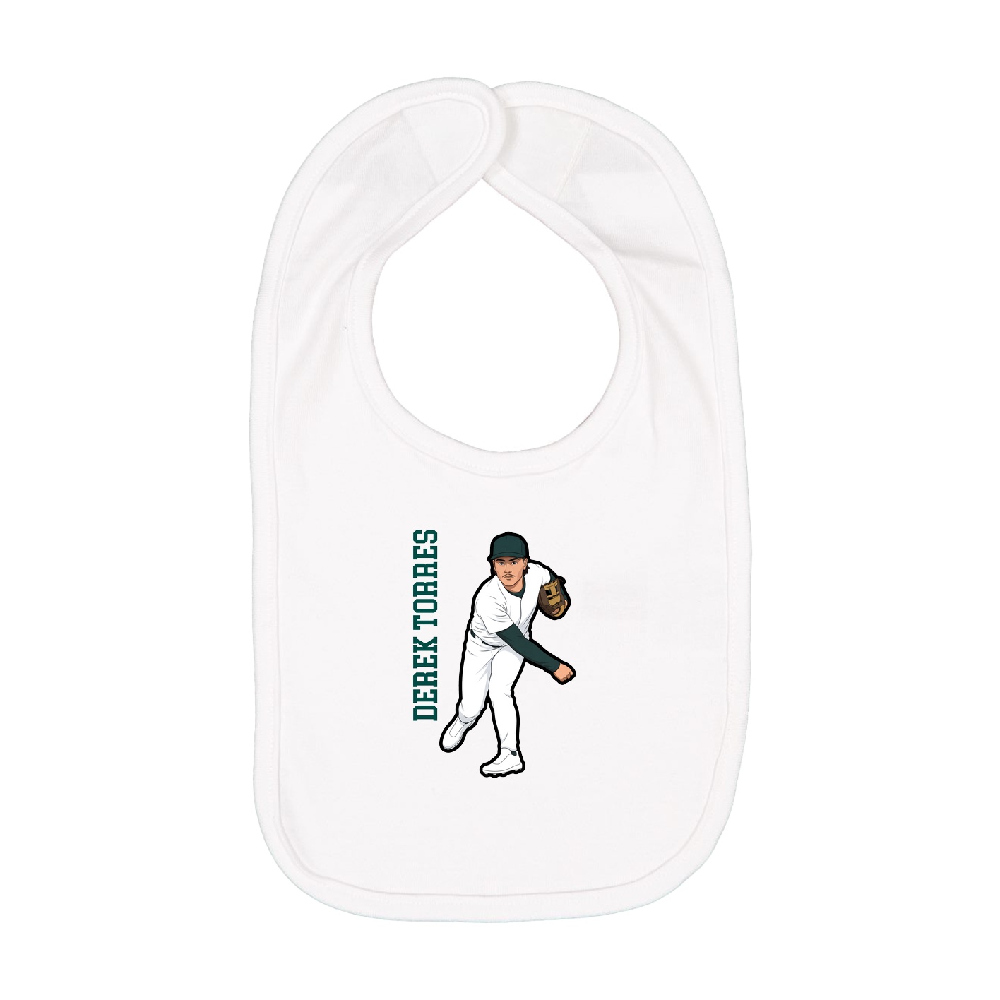 Infant Bib — Name Vertical in White