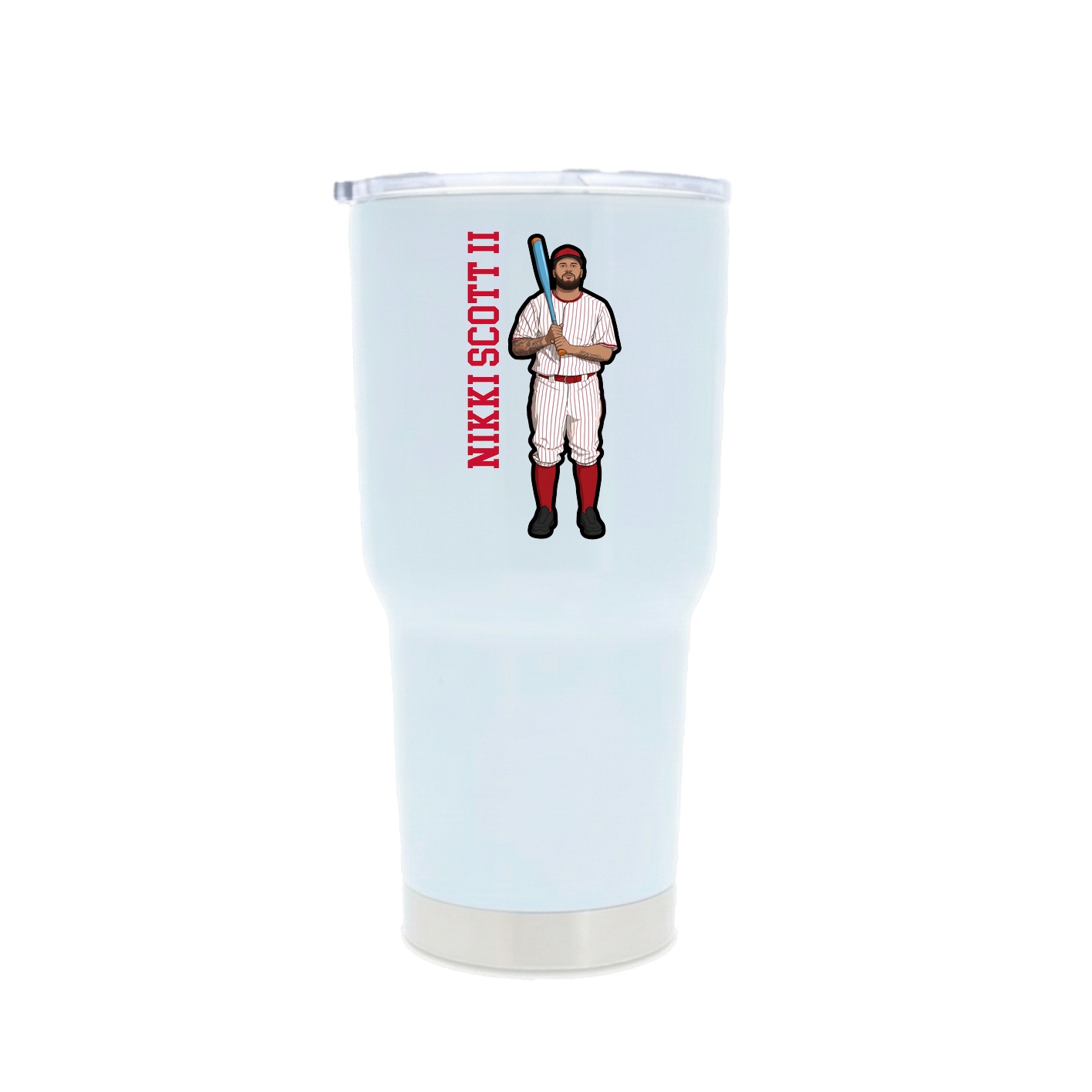 30oz Stainless Steel Tumbler — Name Vertical in White