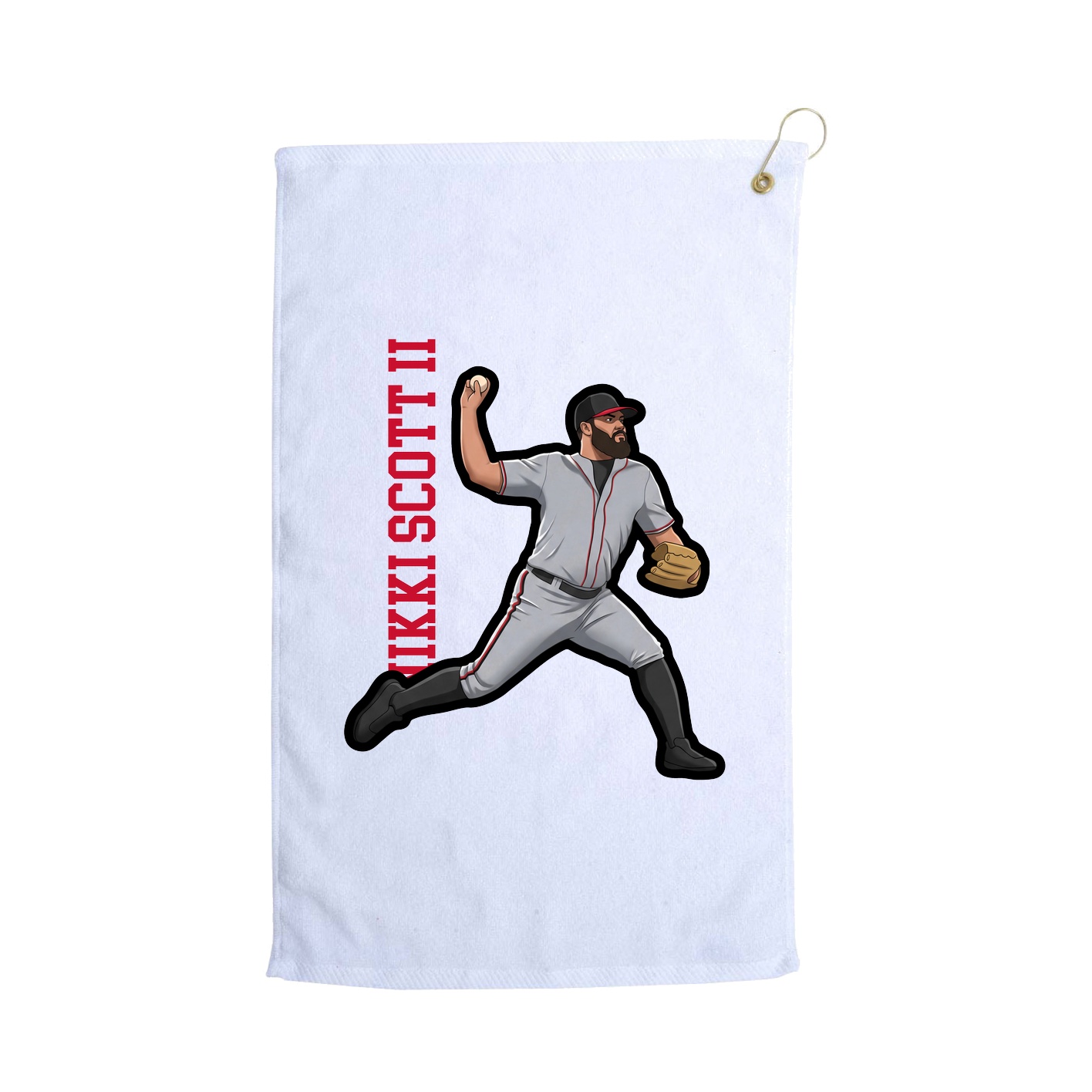 Golf Towel — Name Vertical in White