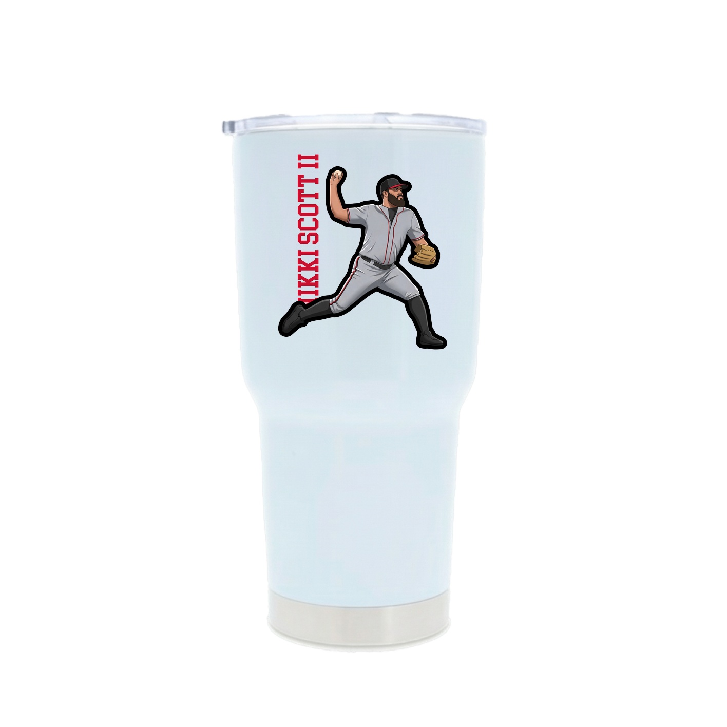 30oz Stainless Steel Tumbler — Name Vertical in White