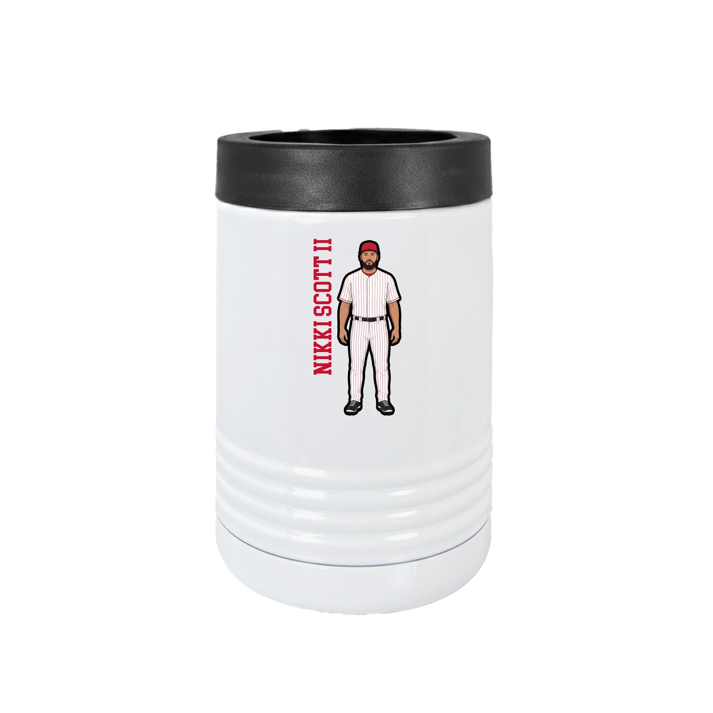 Beverage Holder — Name Vertical in White