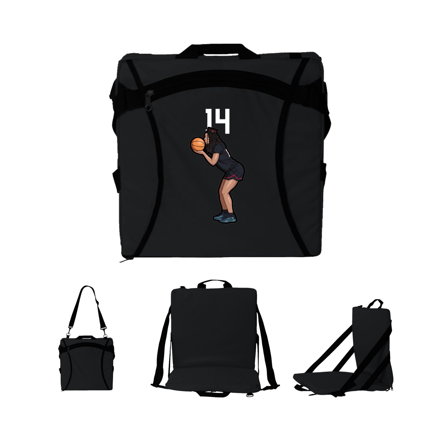 Folding Stadium Seat — Number Top in Black