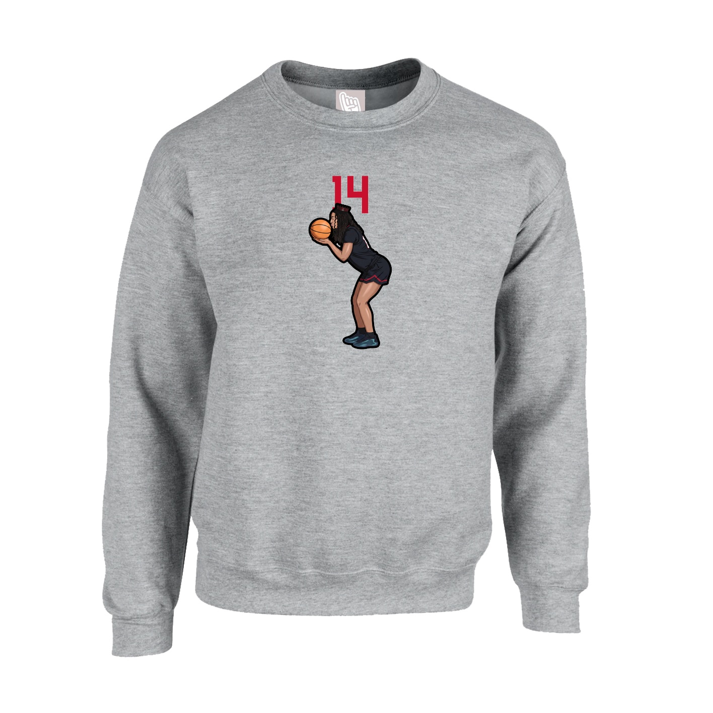 Fleece Crew — Number Top in Grey