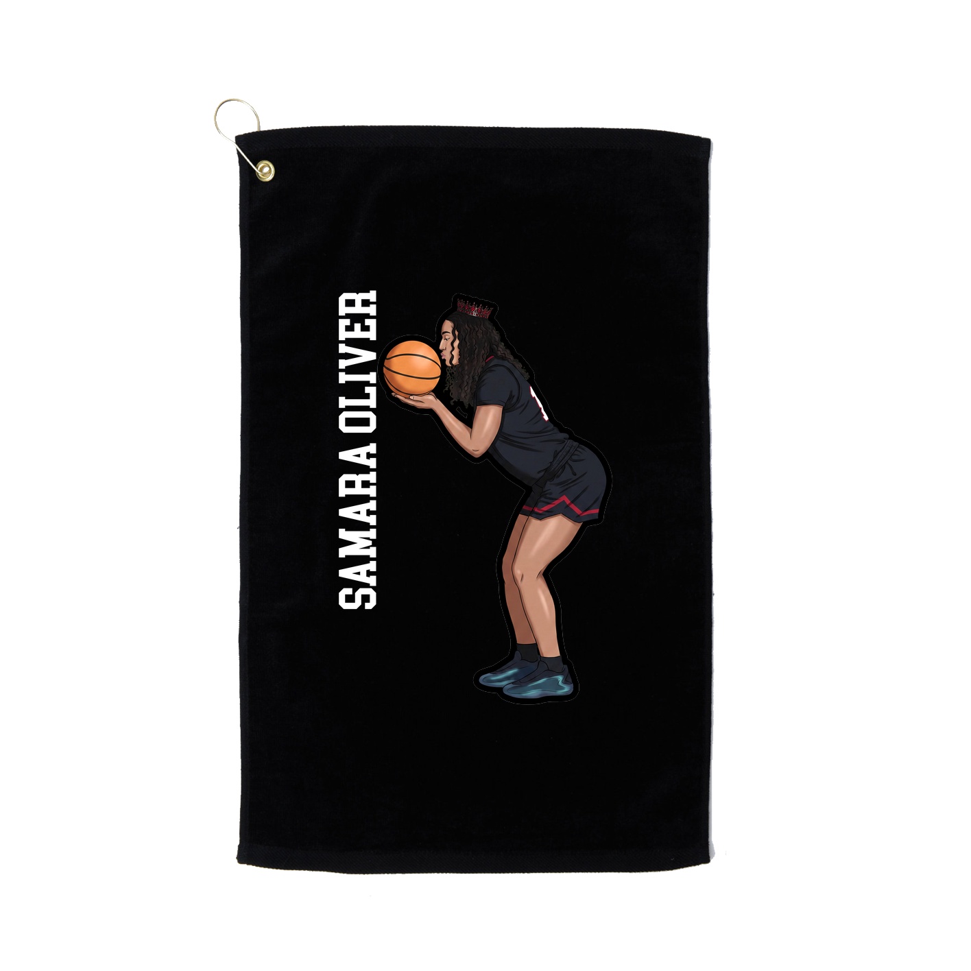 Golf Towel — Name Vertical in Black