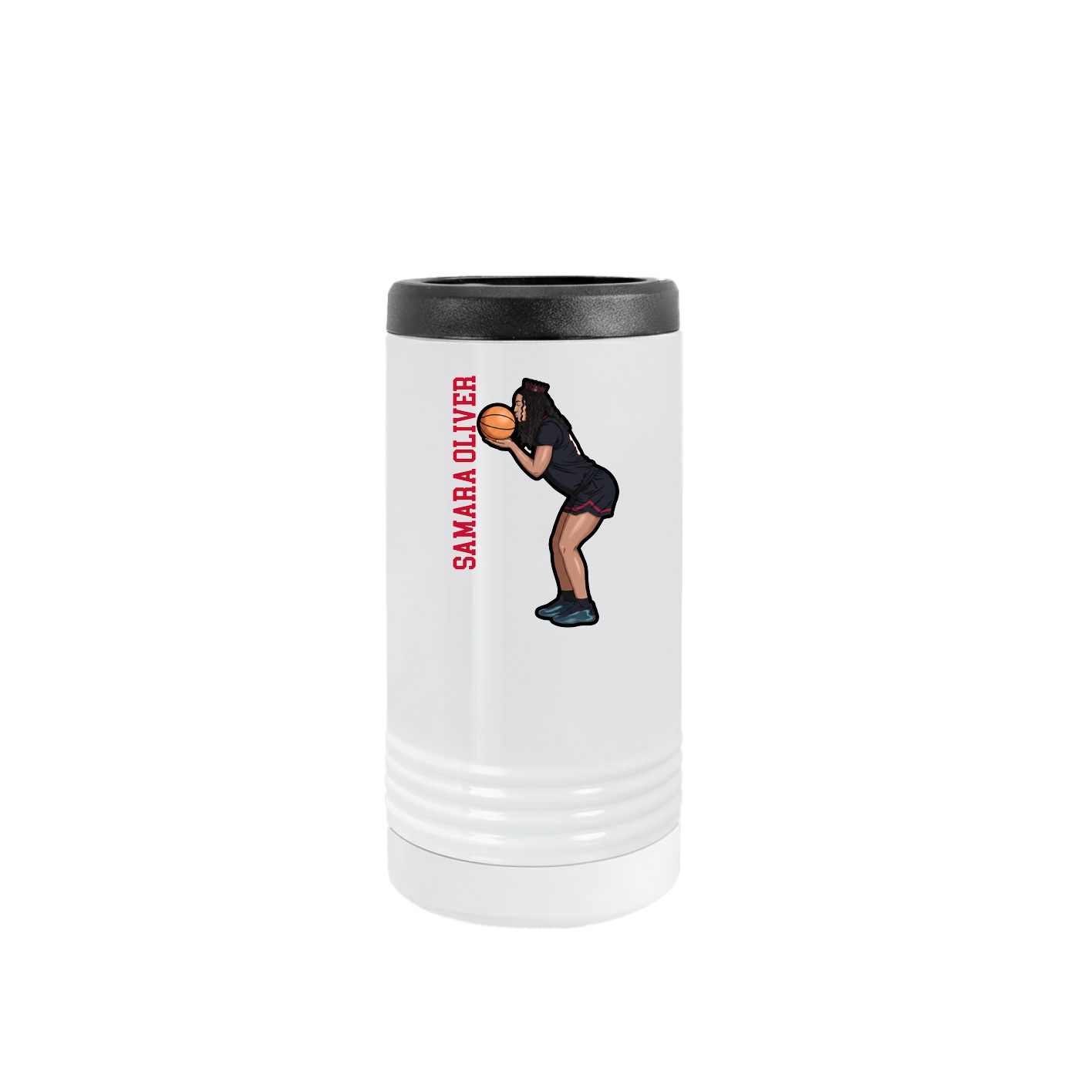 Slim Beverage Holder — Name Vertical in White