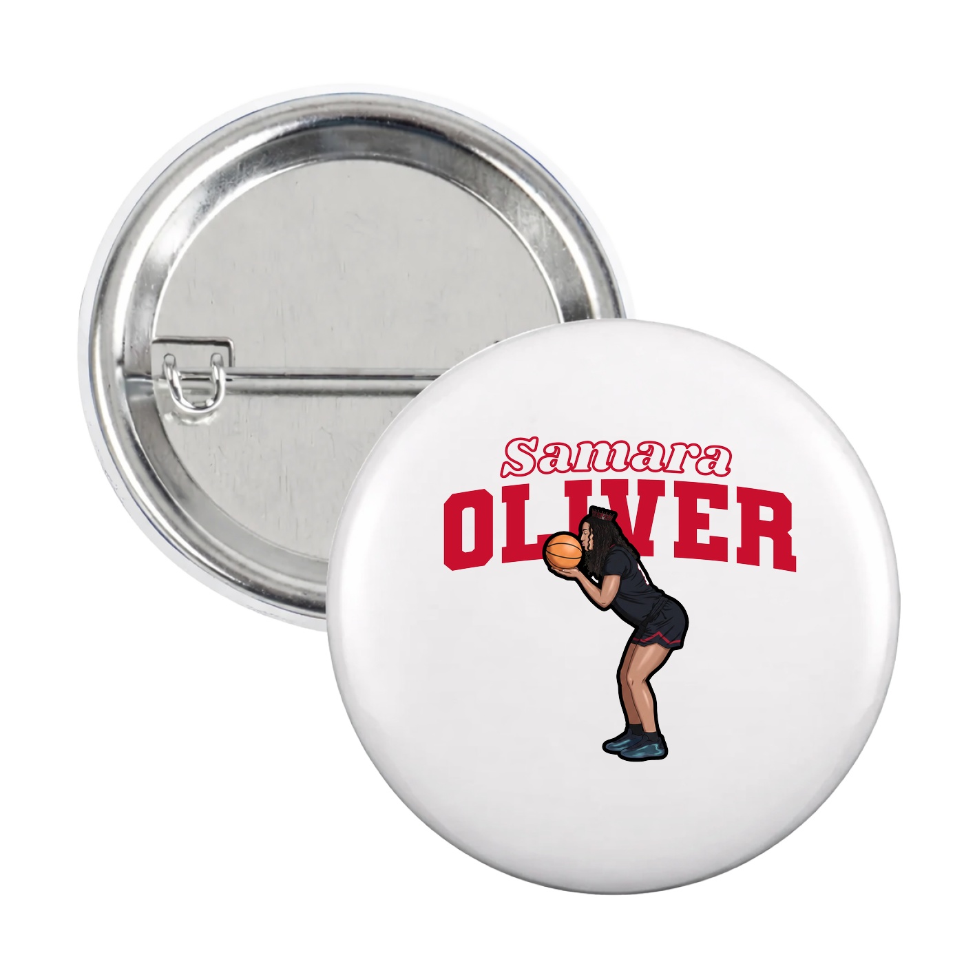 Game Day Button — Name Arch in White