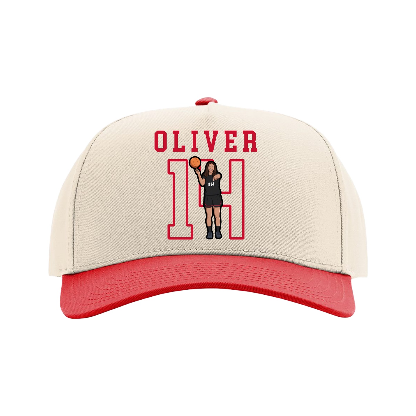 Full Fabric Five-Panel Champ Cap — Shirsey in Cream/Red