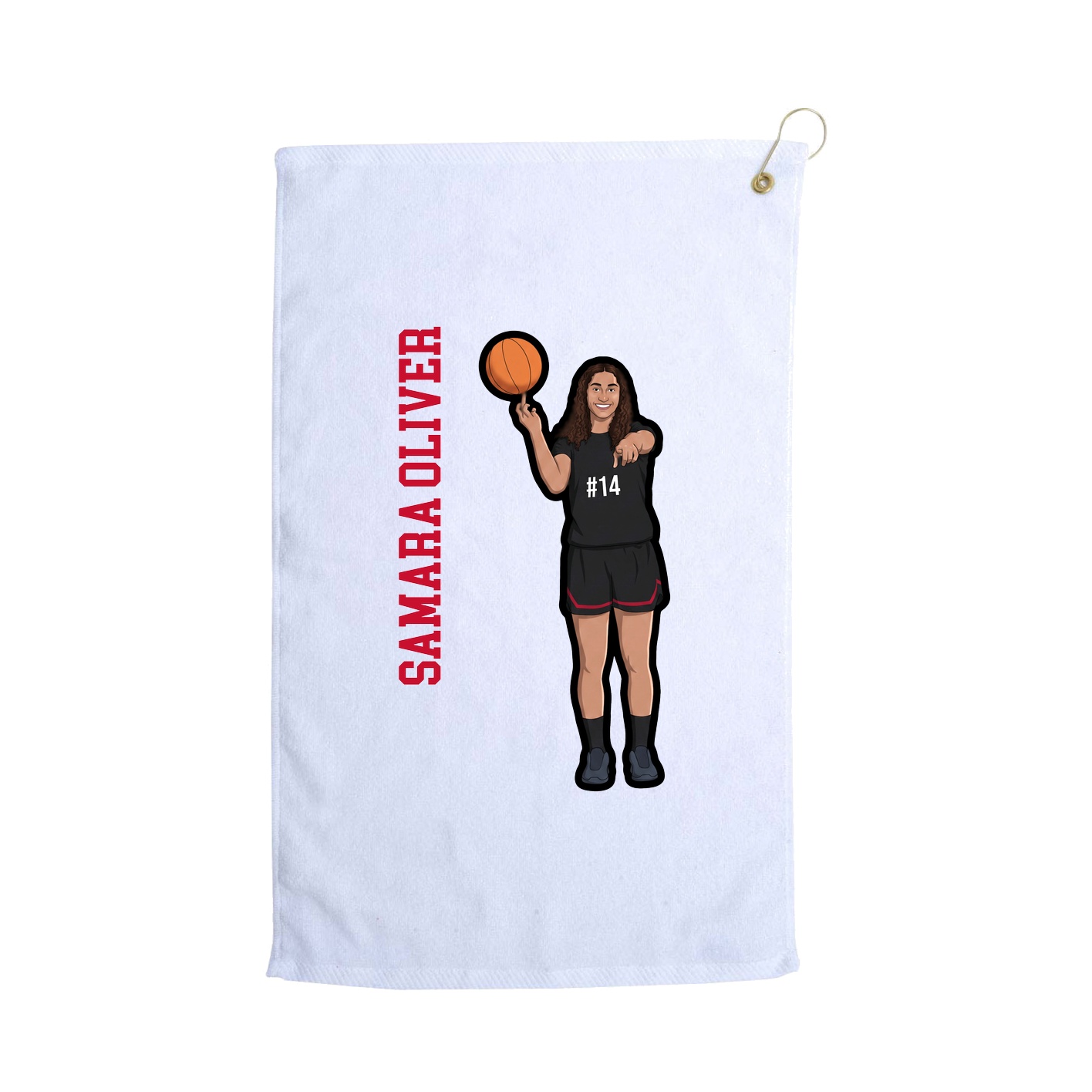 Golf Towel — Name Vertical in White