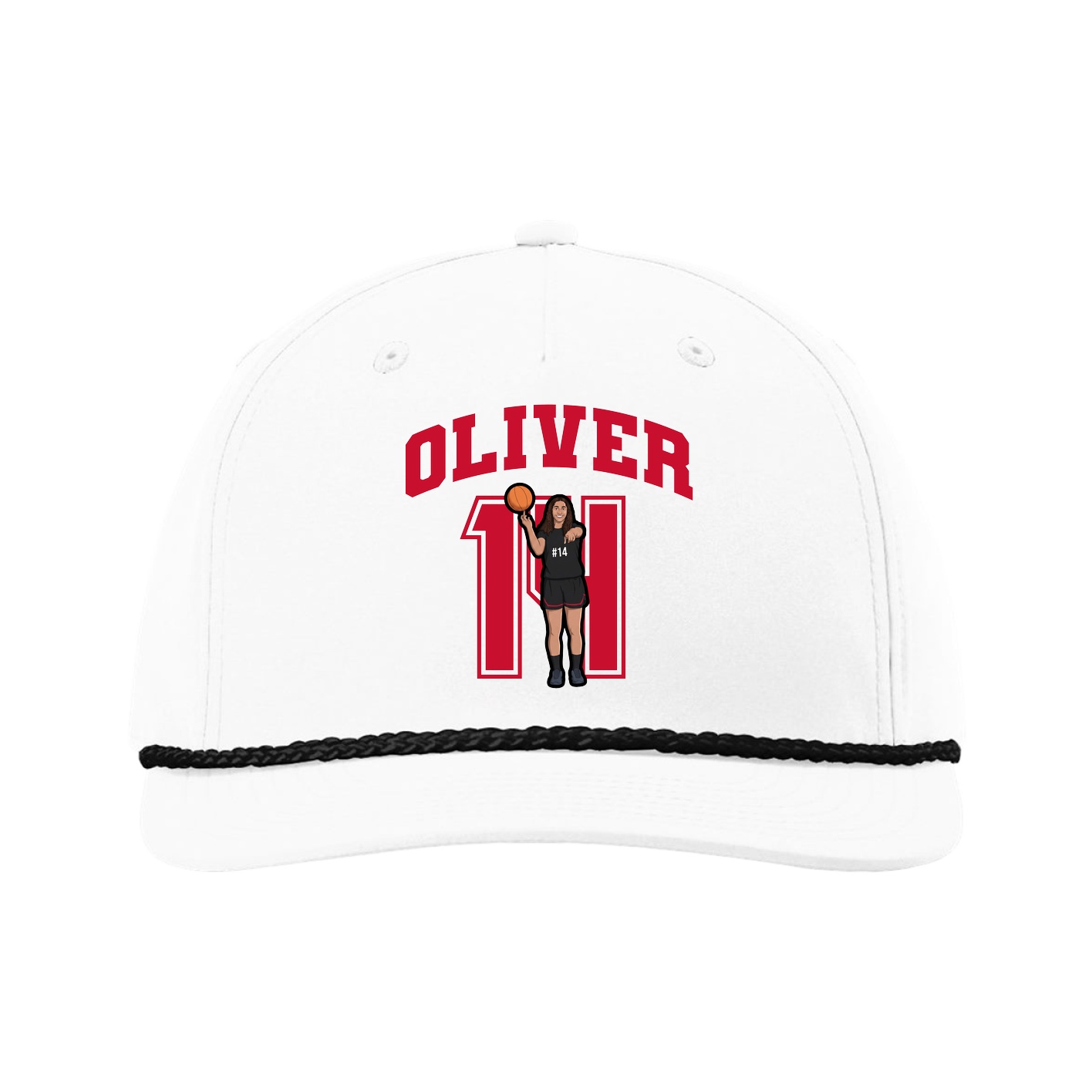 Five-Panel Classic Rope Cap — Number in White