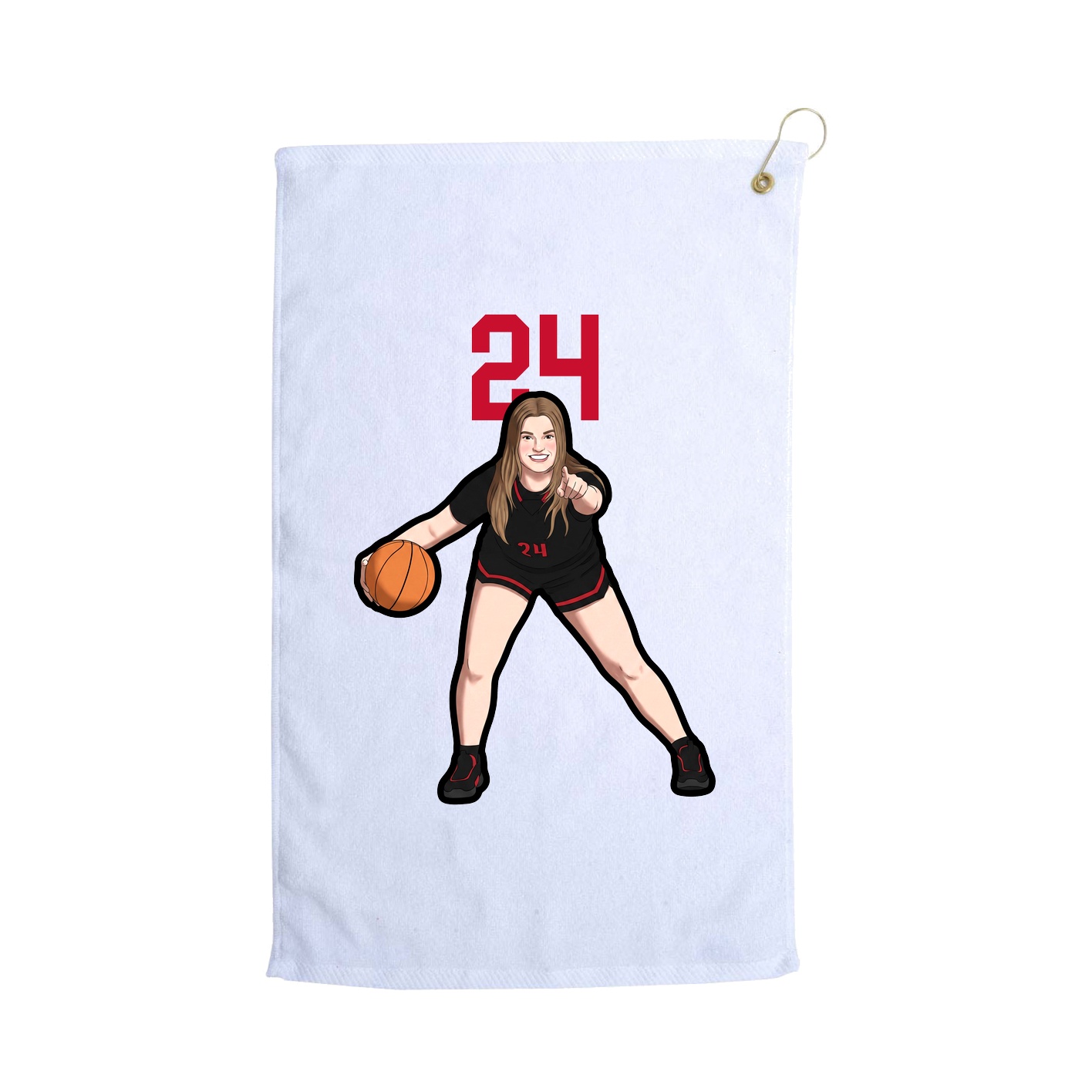 Golf Towel — Number Top in White