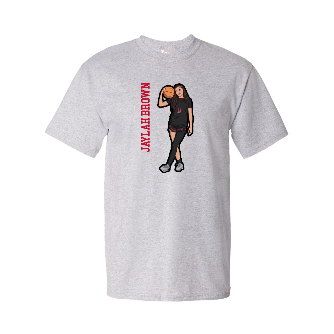 Youth Tee — Name Vertical in Grey