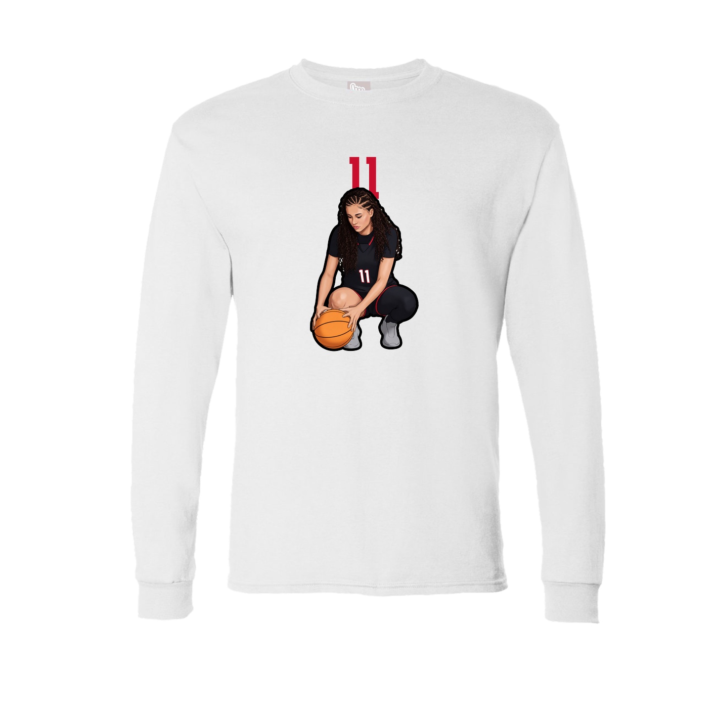 Long Sleeve Tee — Number Top in White