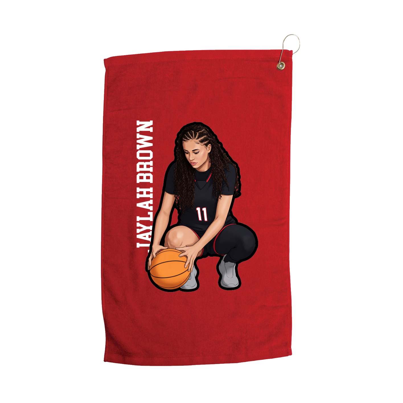 Golf Towel — Name Vertical in Red