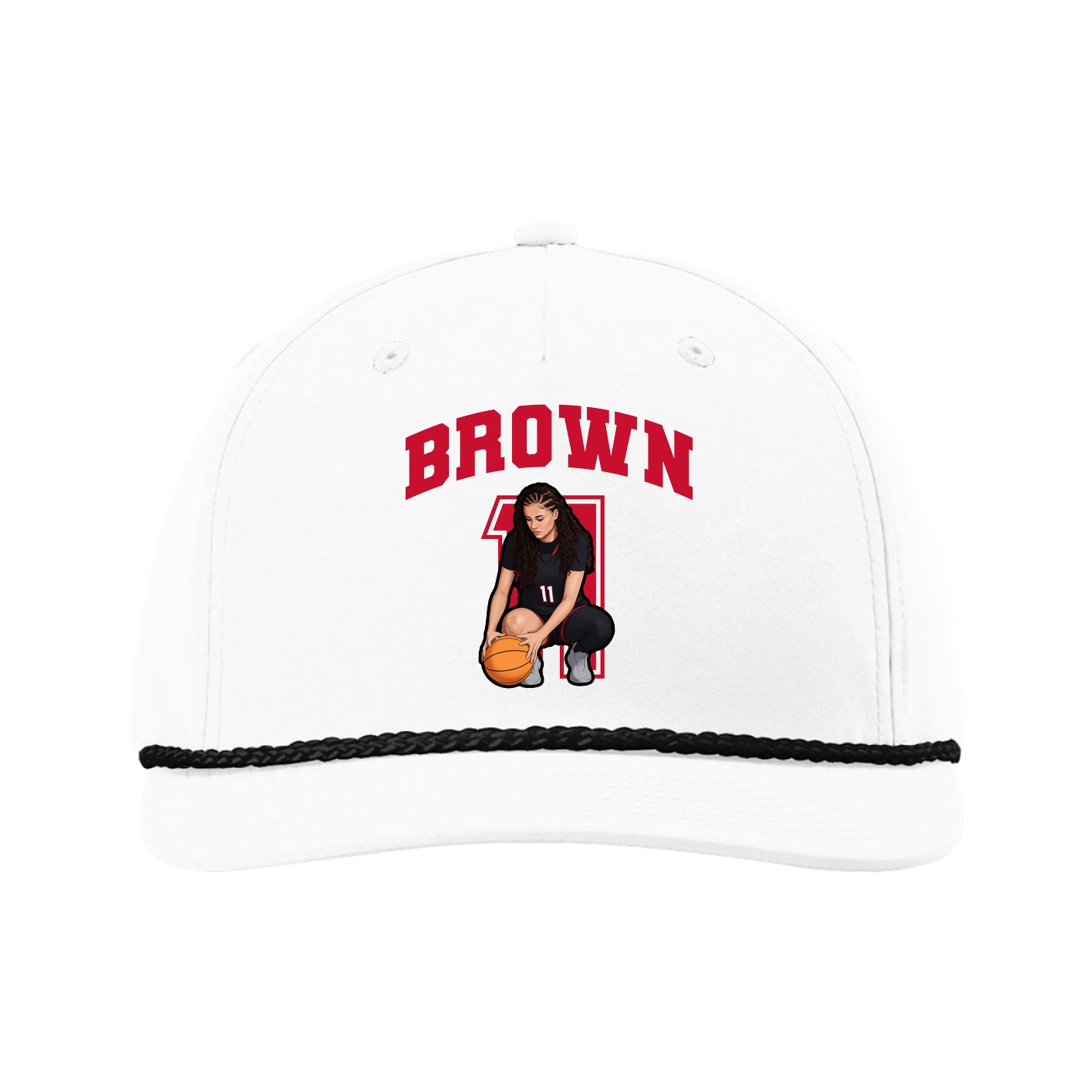 Five-Panel Classic Rope Cap — Number in White