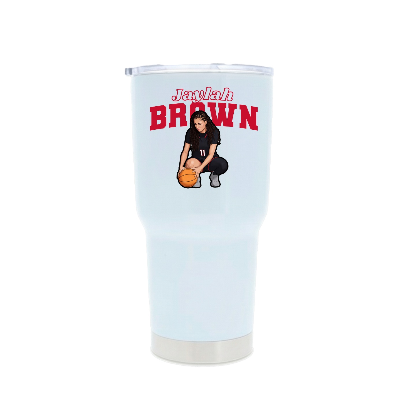 30oz Stainless Steel Tumbler — Name Arch in White