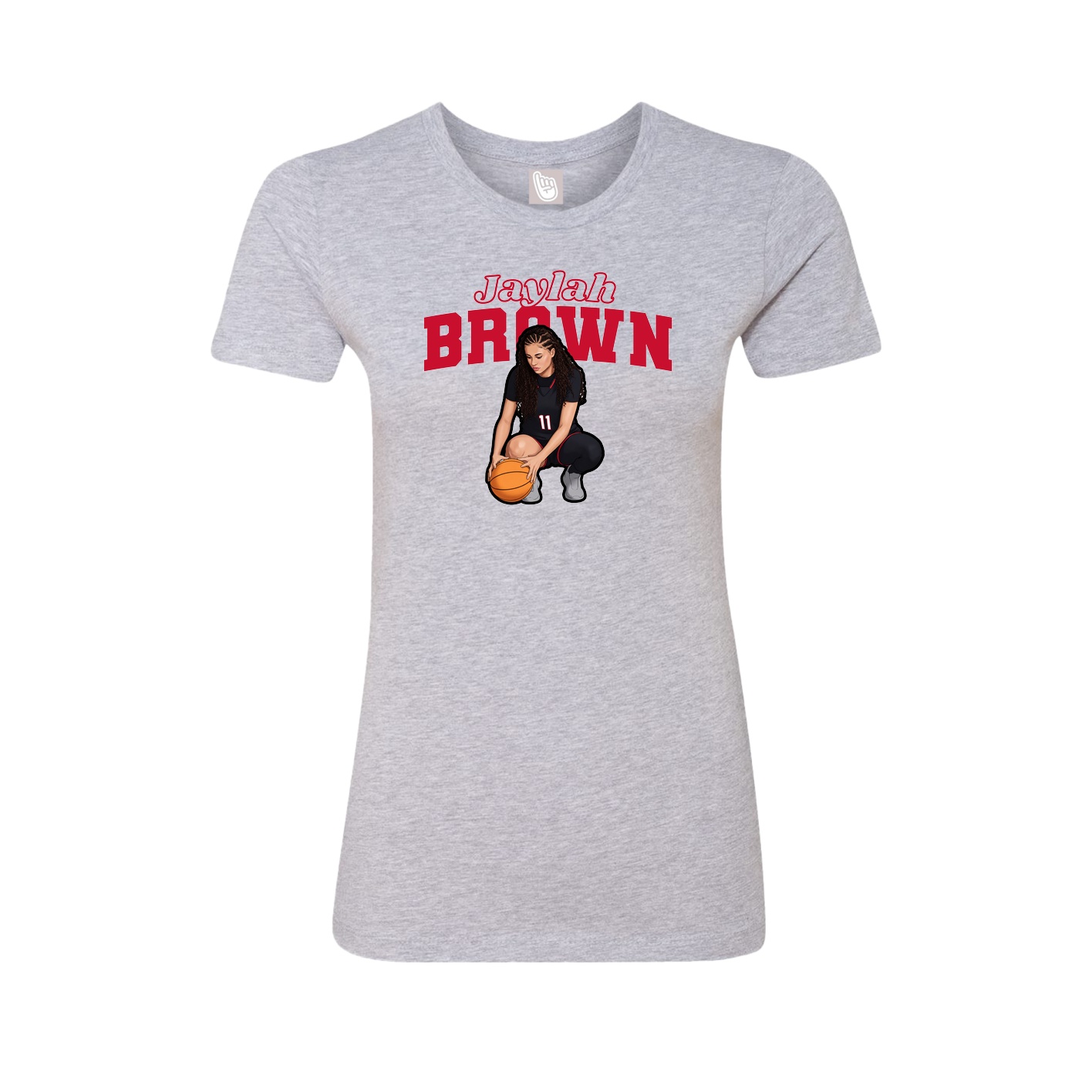 Fitted Women's Tee — Name Arch in Grey