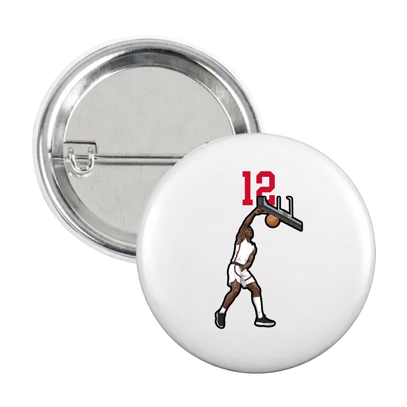 Game Day Button — Number Top in White