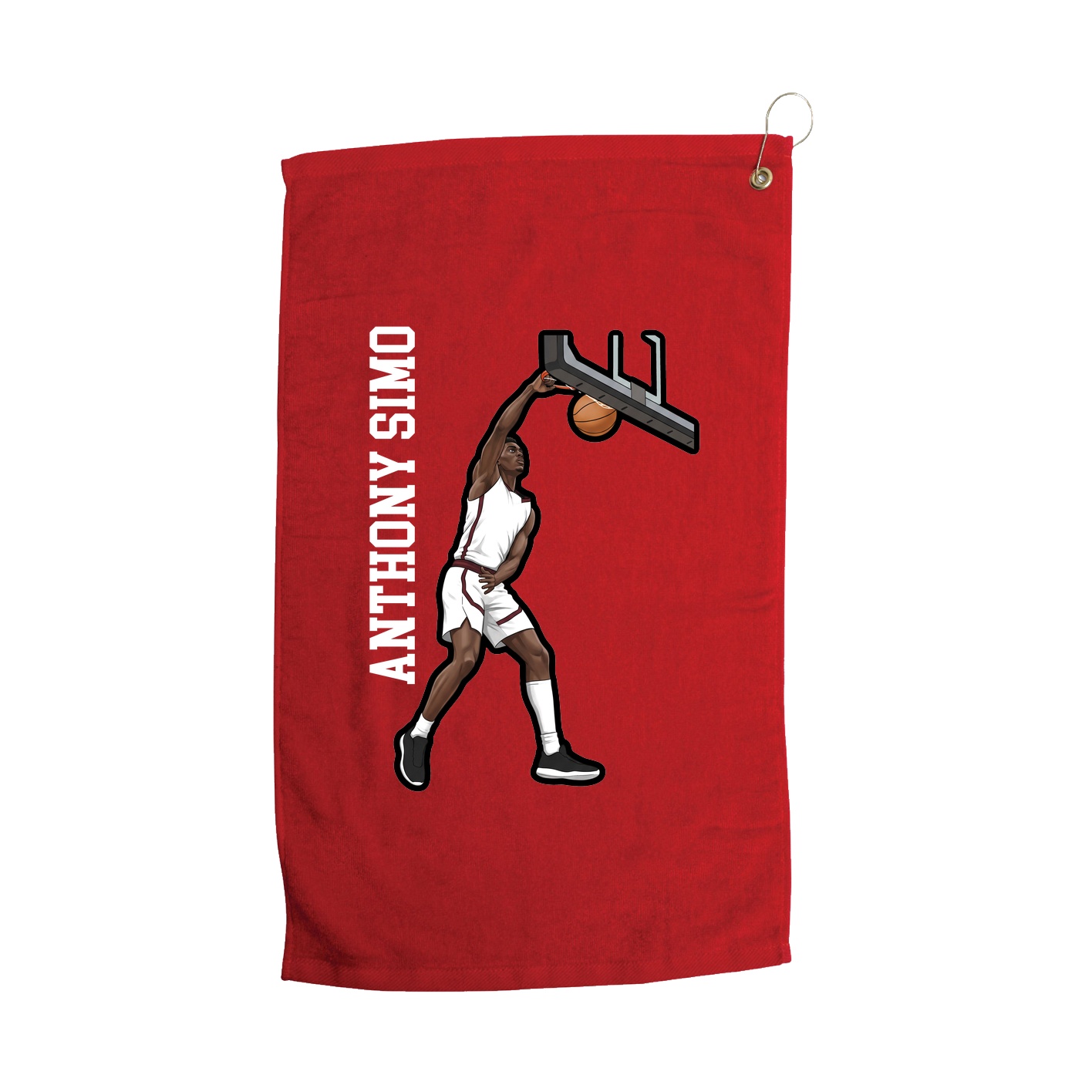 Golf Towel — Name Vertical in Red