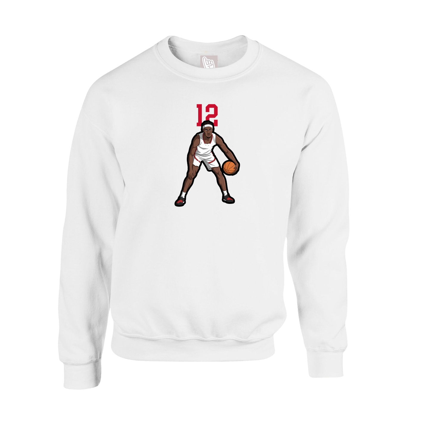 Fleece Crew — Number Top in White