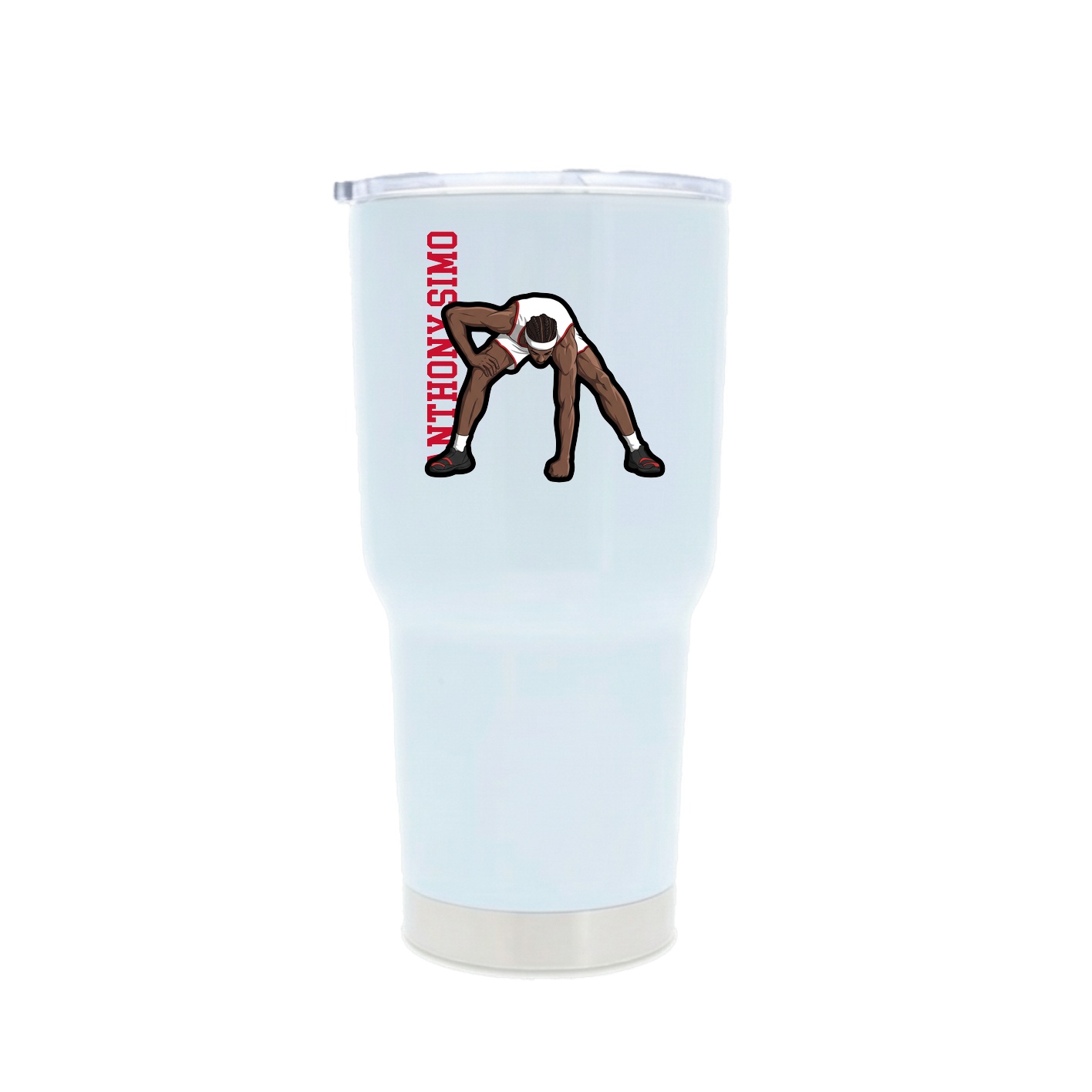 30oz Stainless Steel Tumbler — Name Vertical in White
