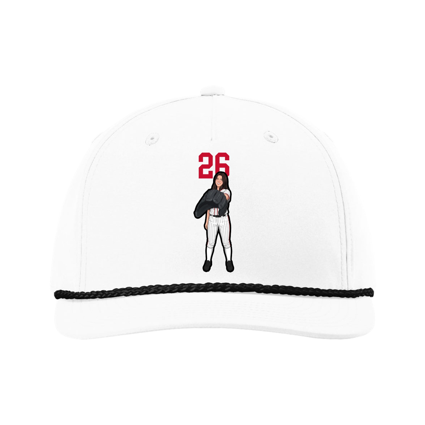 Five-Panel Classic Rope Cap — Number Top in White