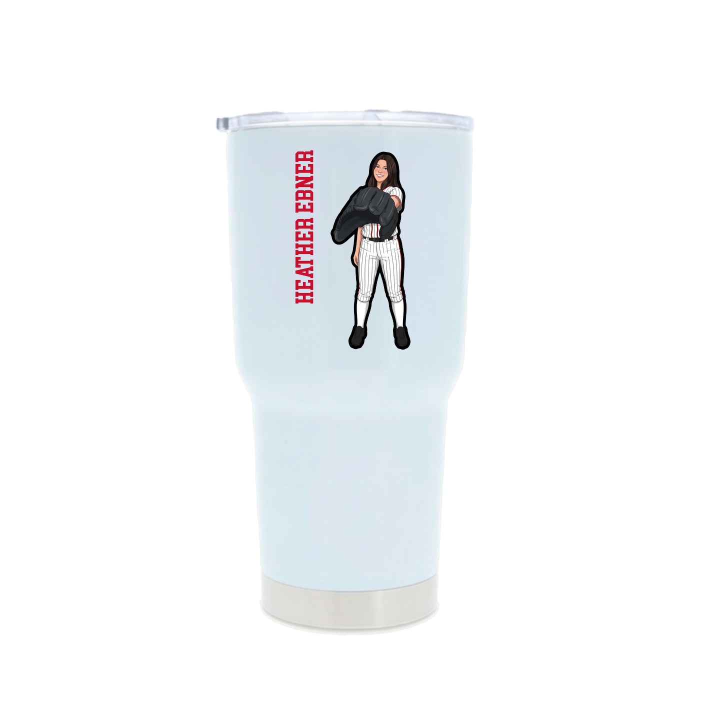 30oz Stainless Steel Tumbler — Name Vertical in White