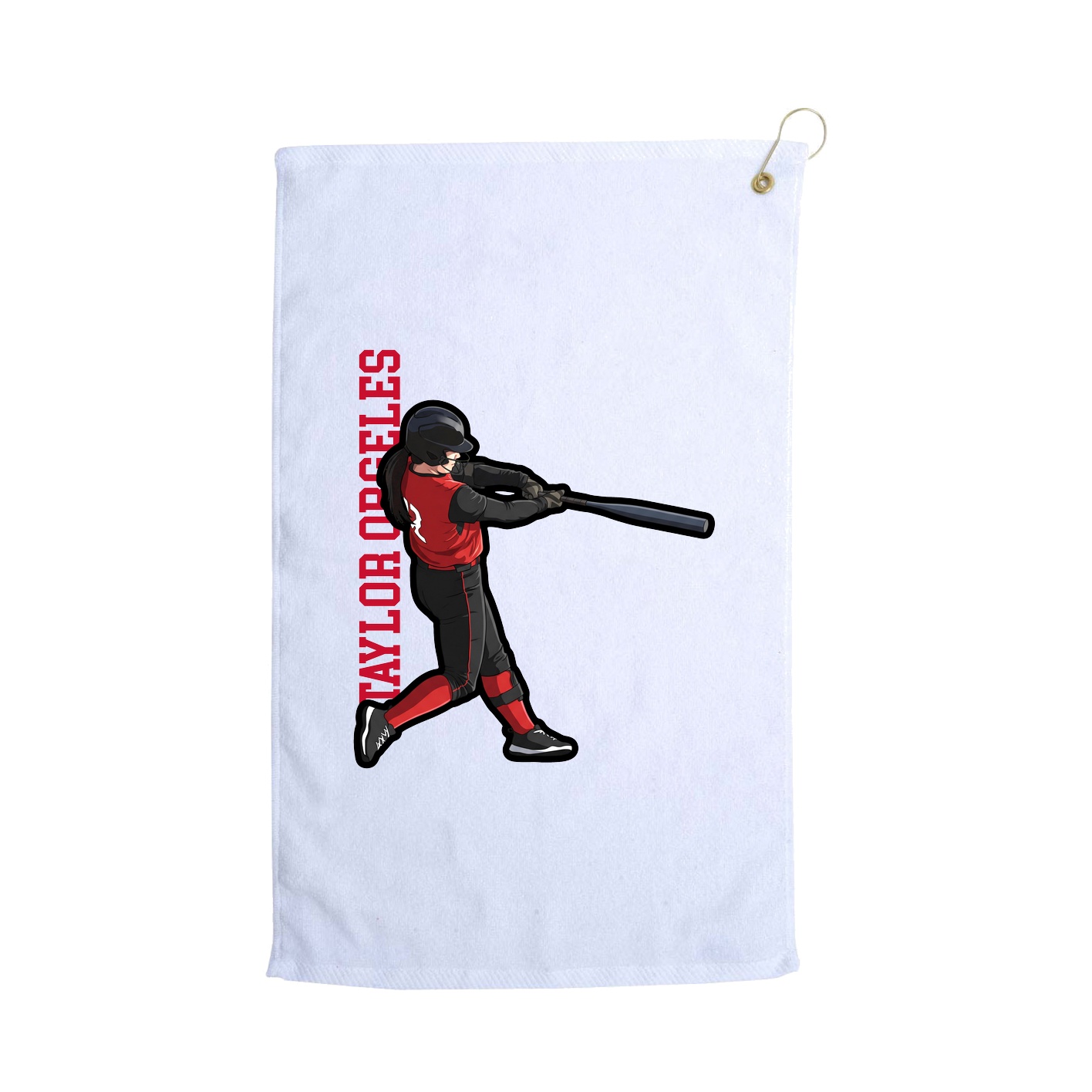 Golf Towel — Name Vertical in White