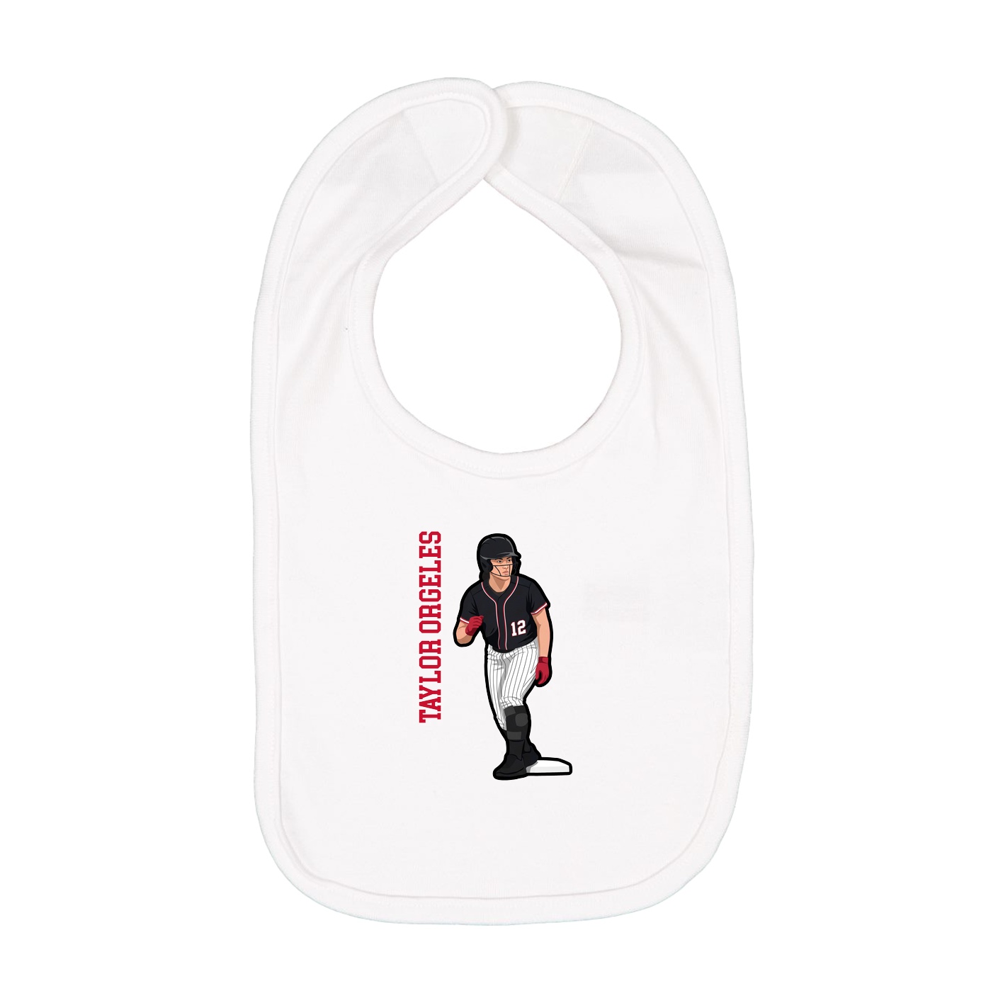 Infant Bib — Name Vertical in White
