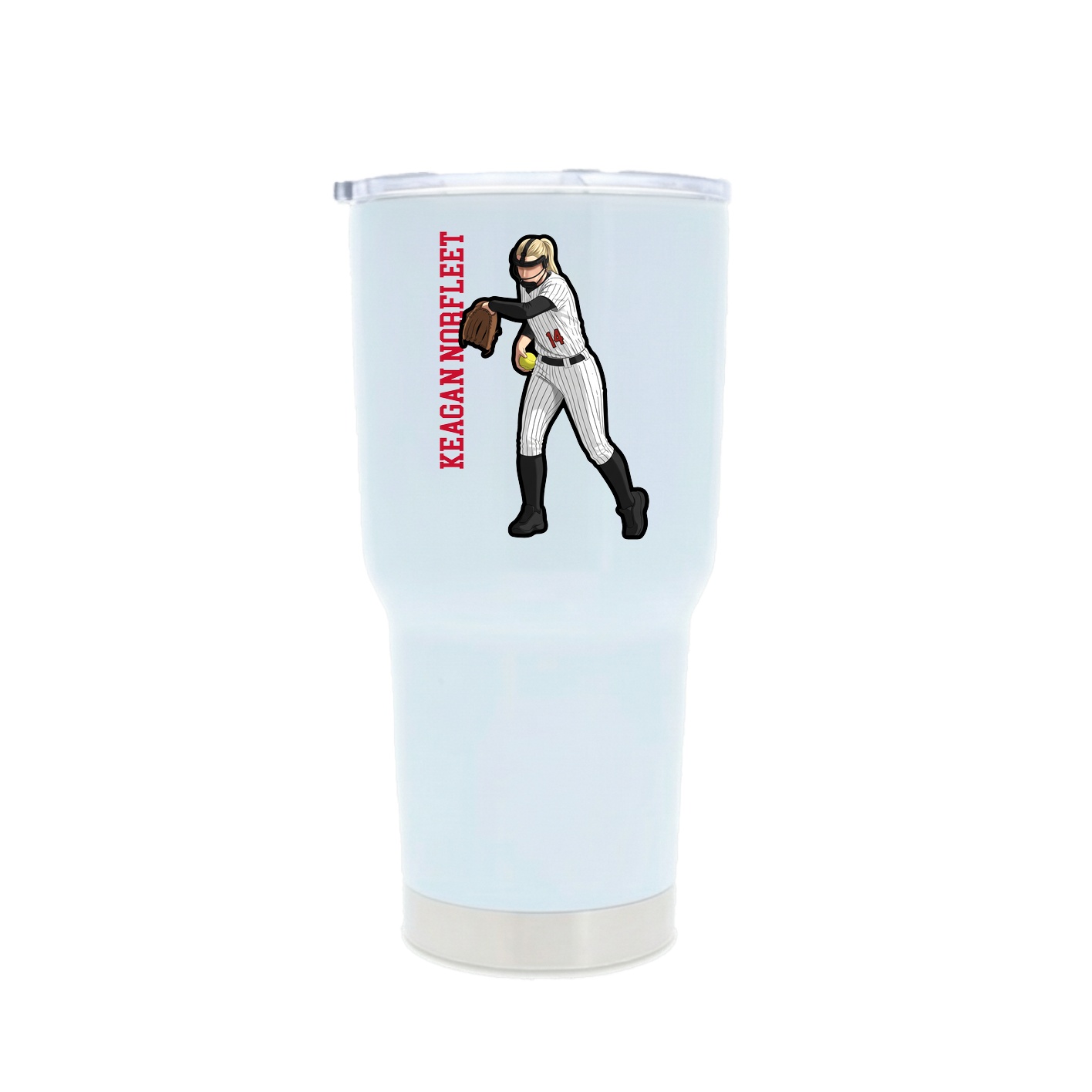 30oz Stainless Steel Tumbler — Name Vertical in White