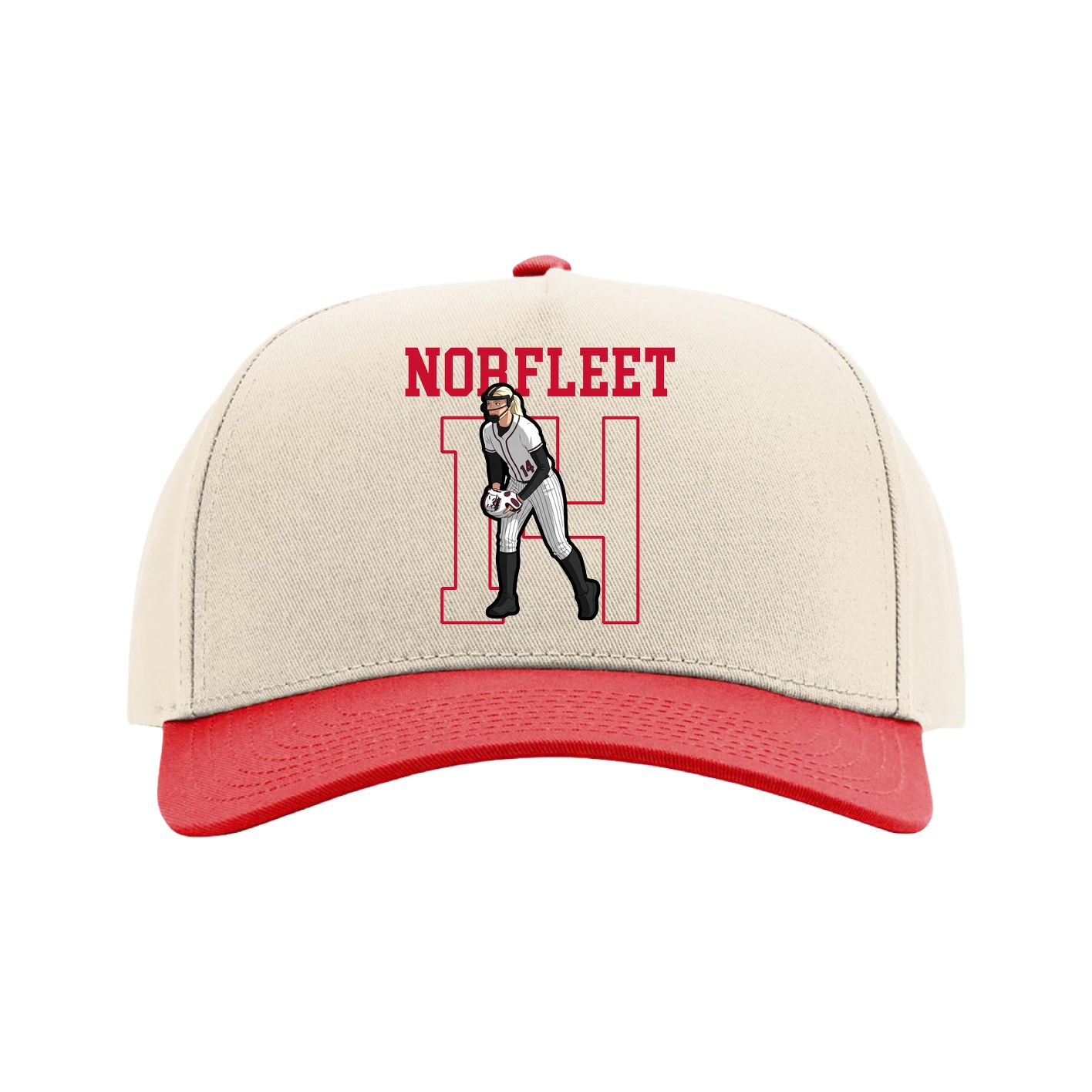 Full Fabric Five-Panel Champ Cap — Shirsey in Cream/Red