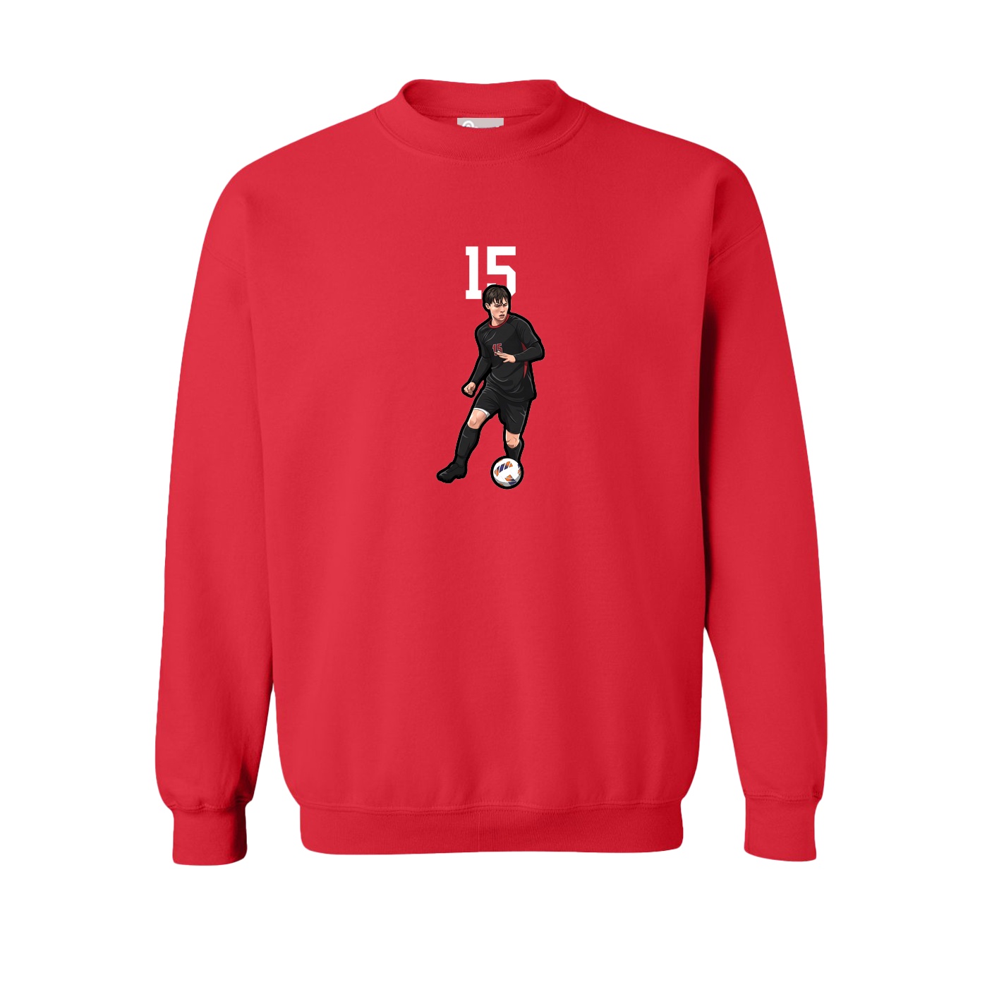 Fleece Crew — Number Top in Red