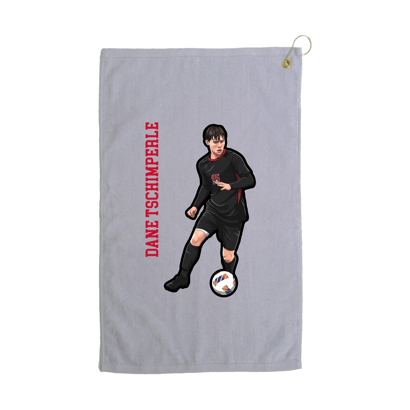 Golf Towel — Name Vertical in Grey