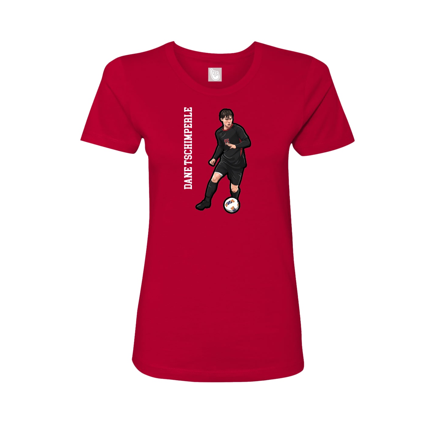 Fitted Women's Tee — Name Vertical in Red