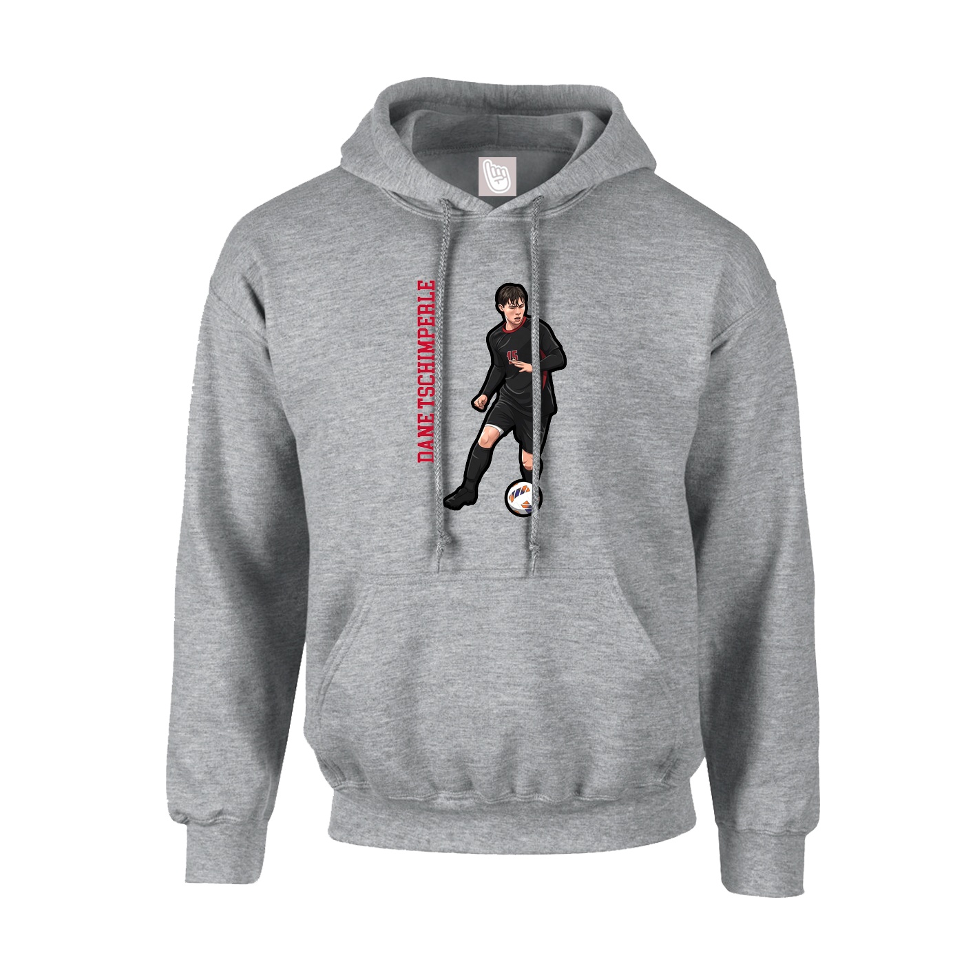Hoodie — Name Vertical in Grey