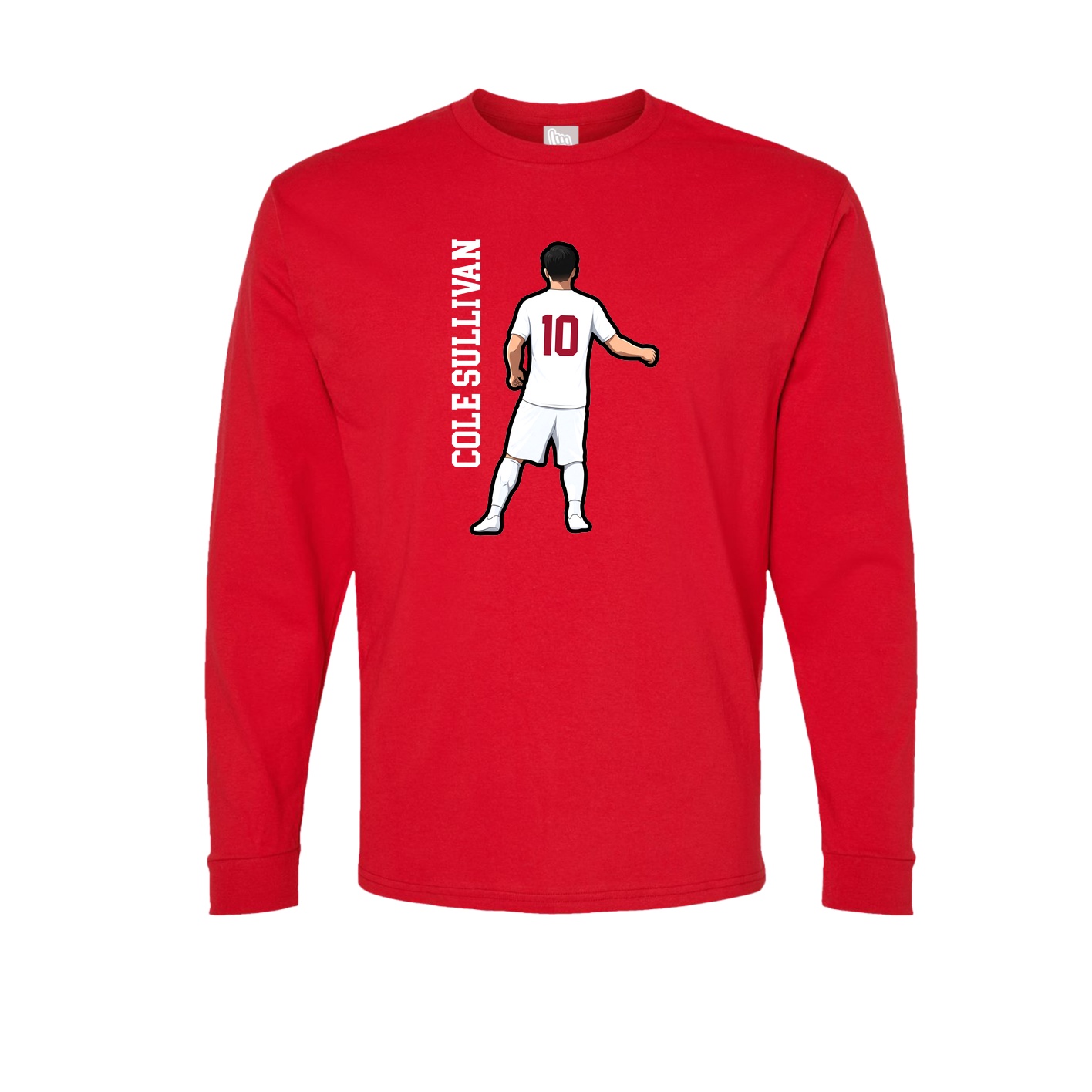 Long Sleeve Tee — Name Vertical in Red