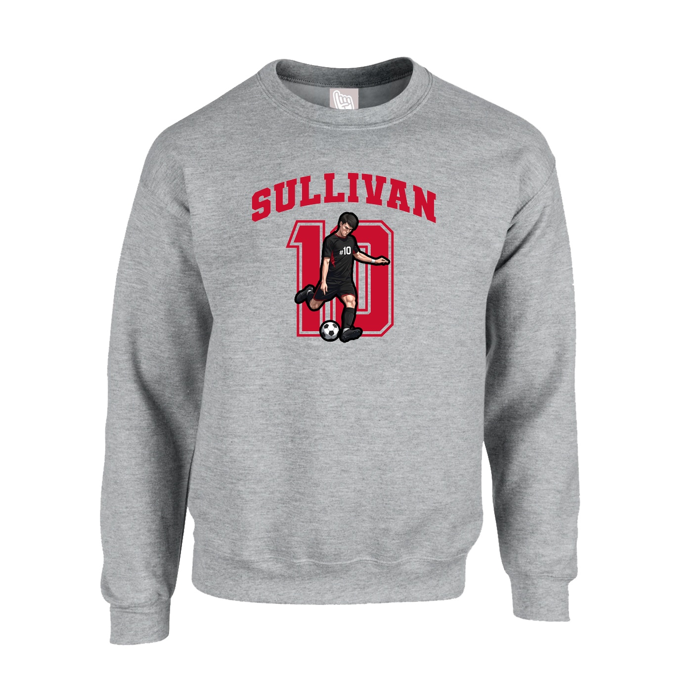 Fleece Crew — Number in Grey