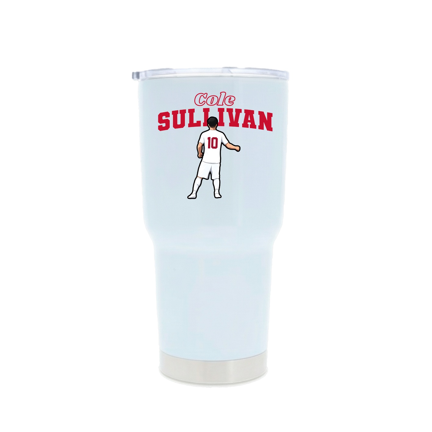 30oz Stainless Steel Tumbler — Name Arch in White