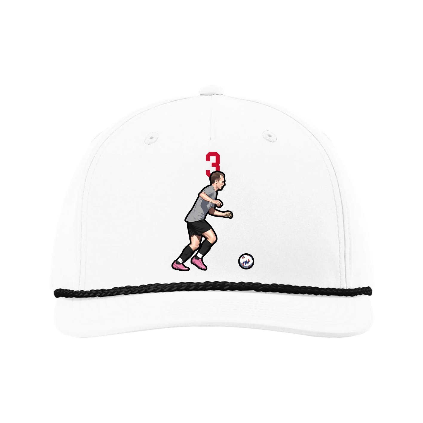 Five-Panel Classic Rope Cap — Number Top in White