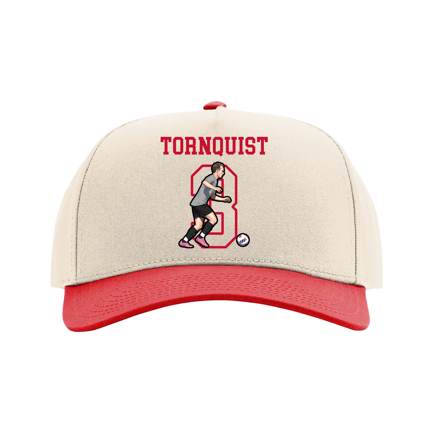 Full Fabric Five-Panel Champ Cap — Shirsey in Cream/Red