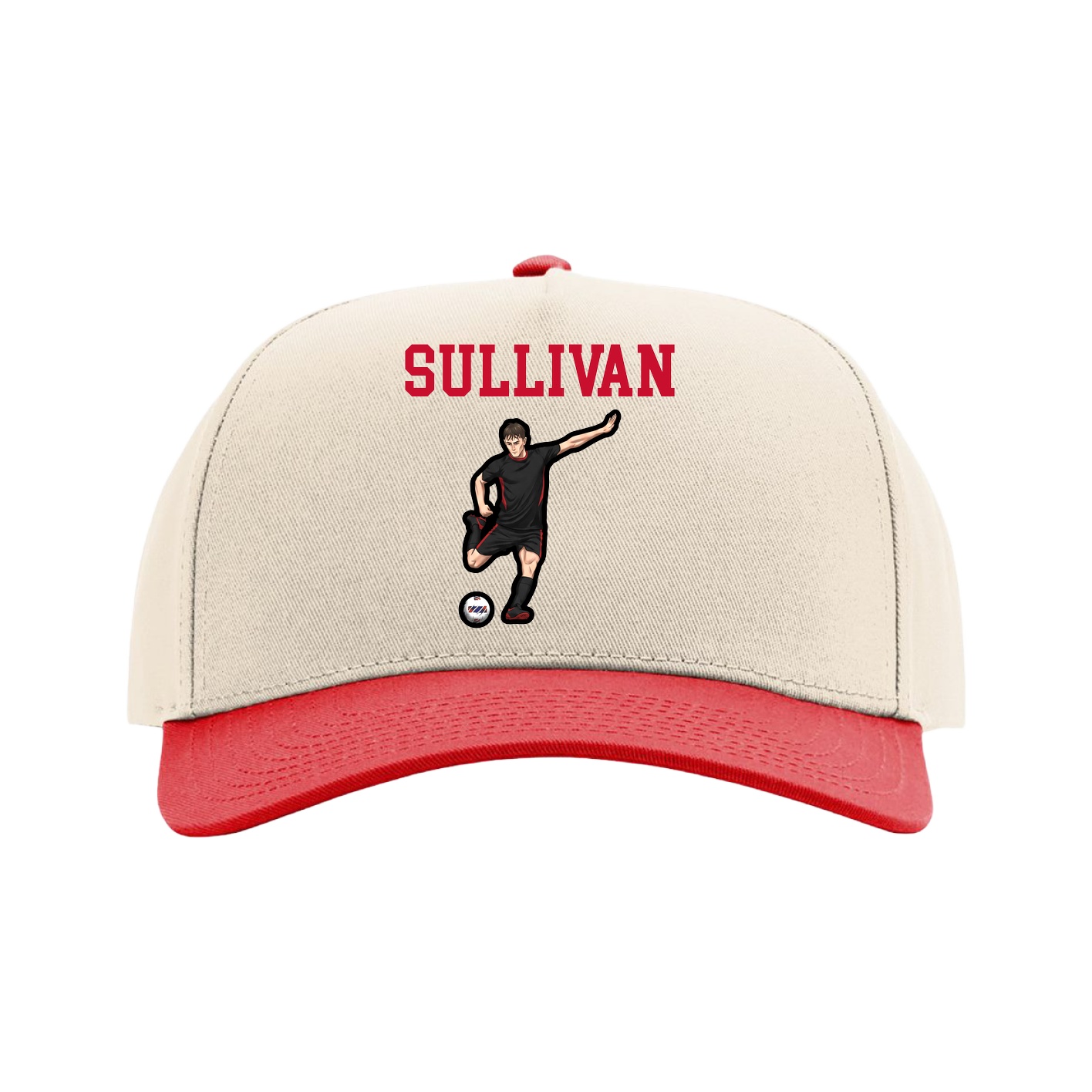 Full Fabric Five-Panel Champ Cap — Shirsey in Cream/Red