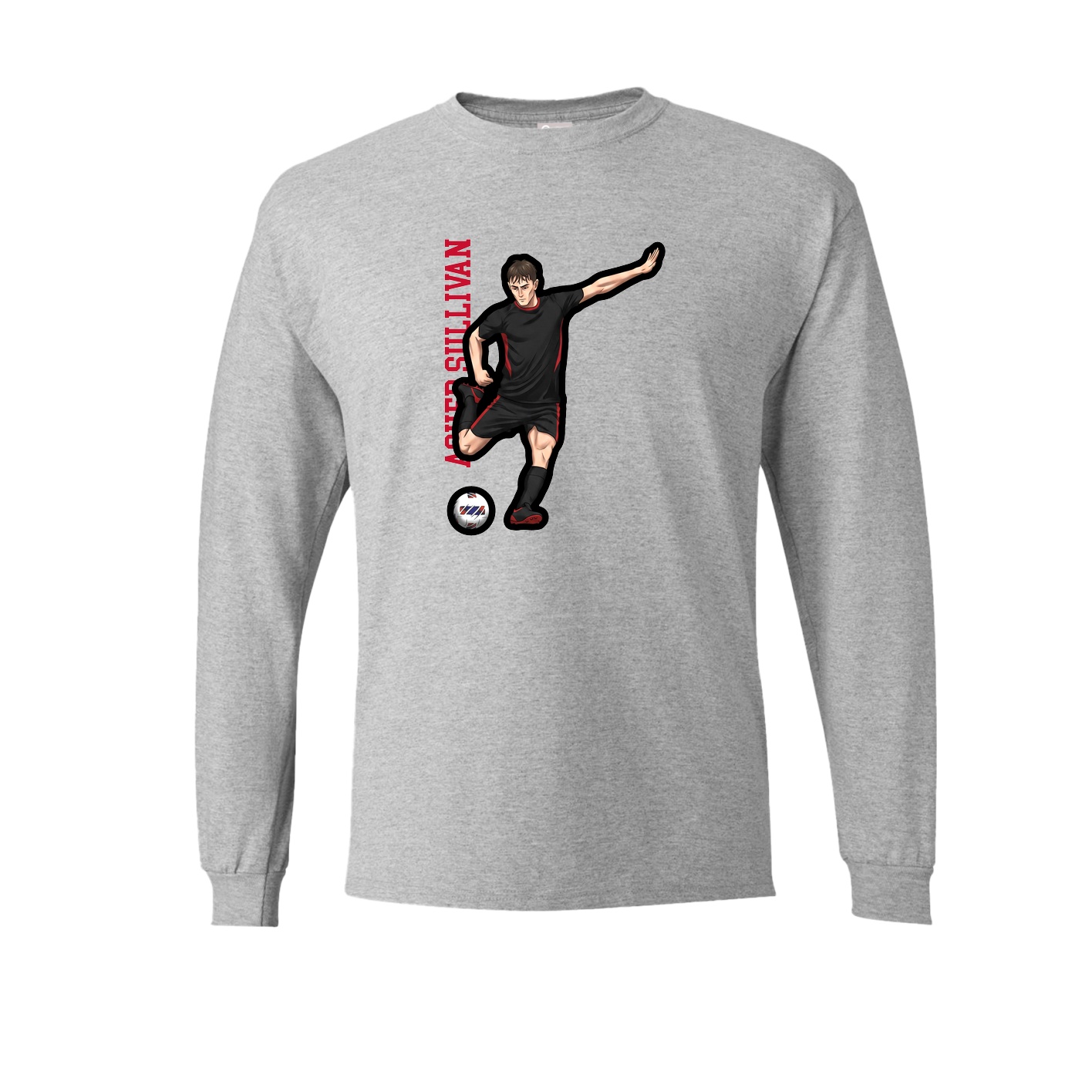 Long Sleeve Tee — Name Vertical in Grey