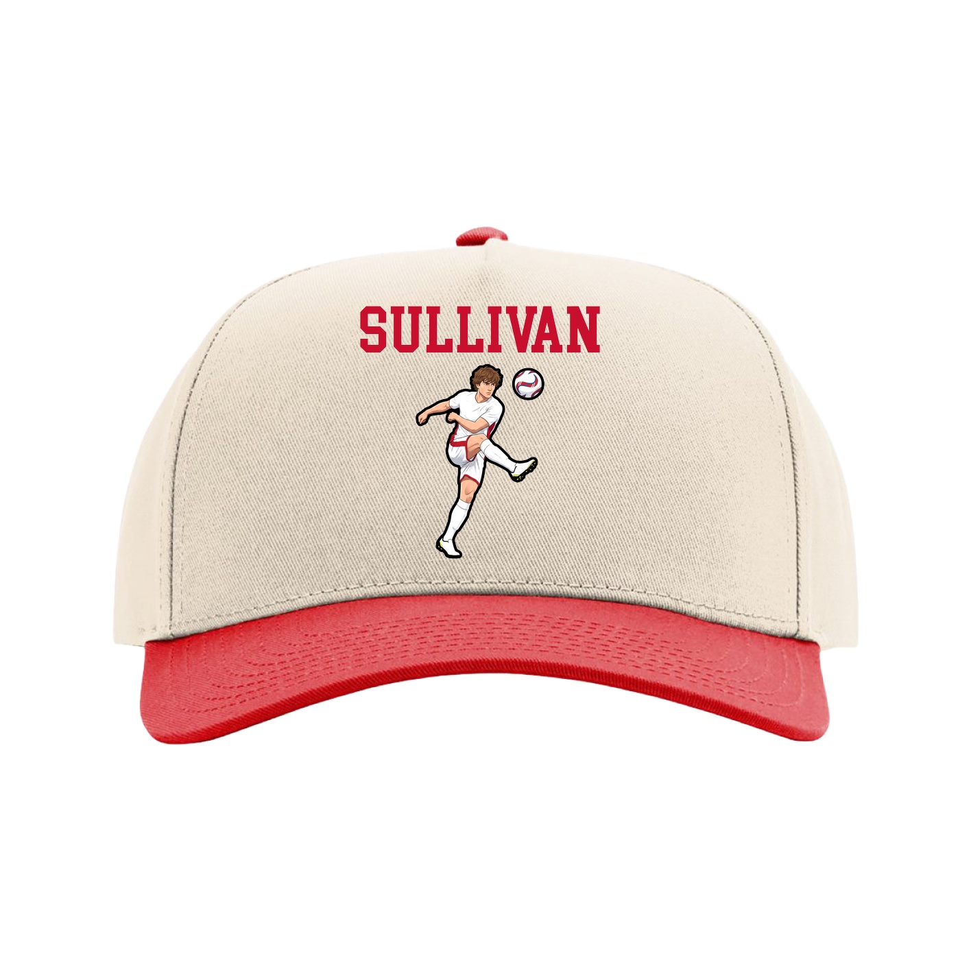 Full Fabric Five-Panel Champ Cap — Shirsey in Cream/Red