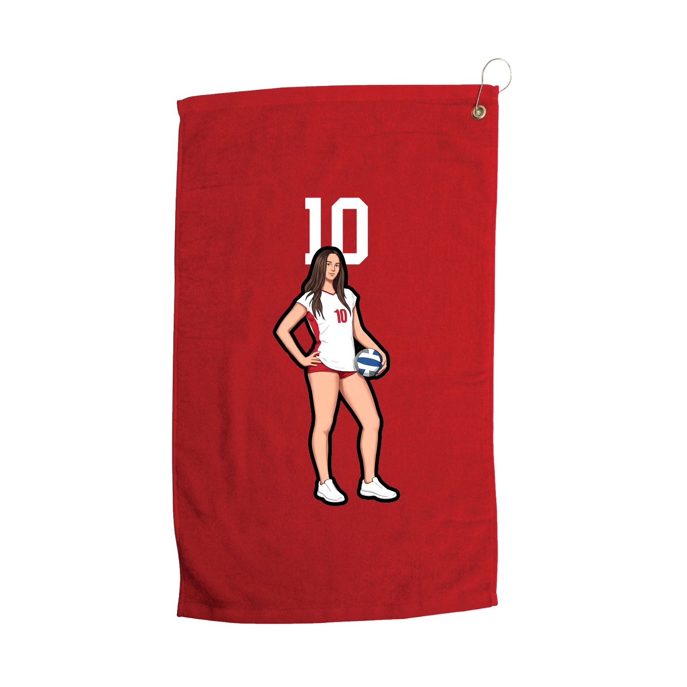 Golf Towel — Number Top in Red