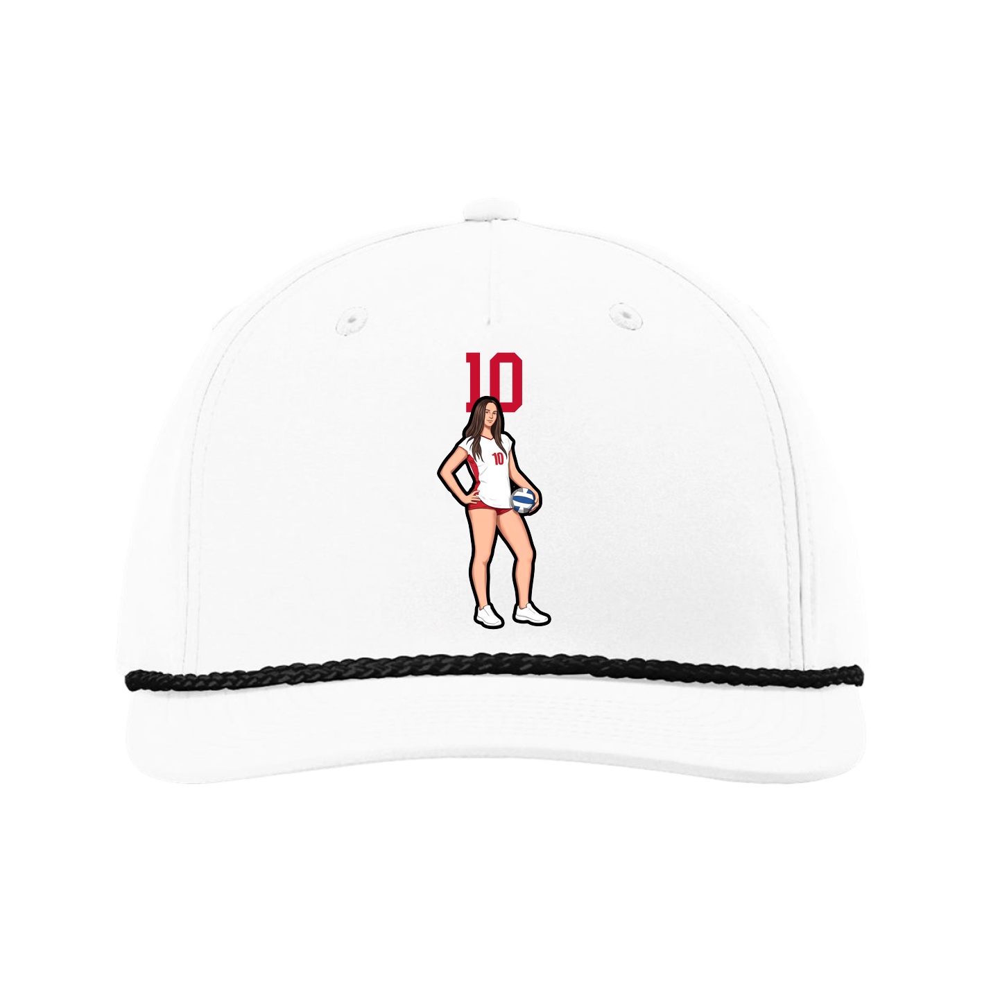 Five-Panel Classic Rope Cap — Number Top in White