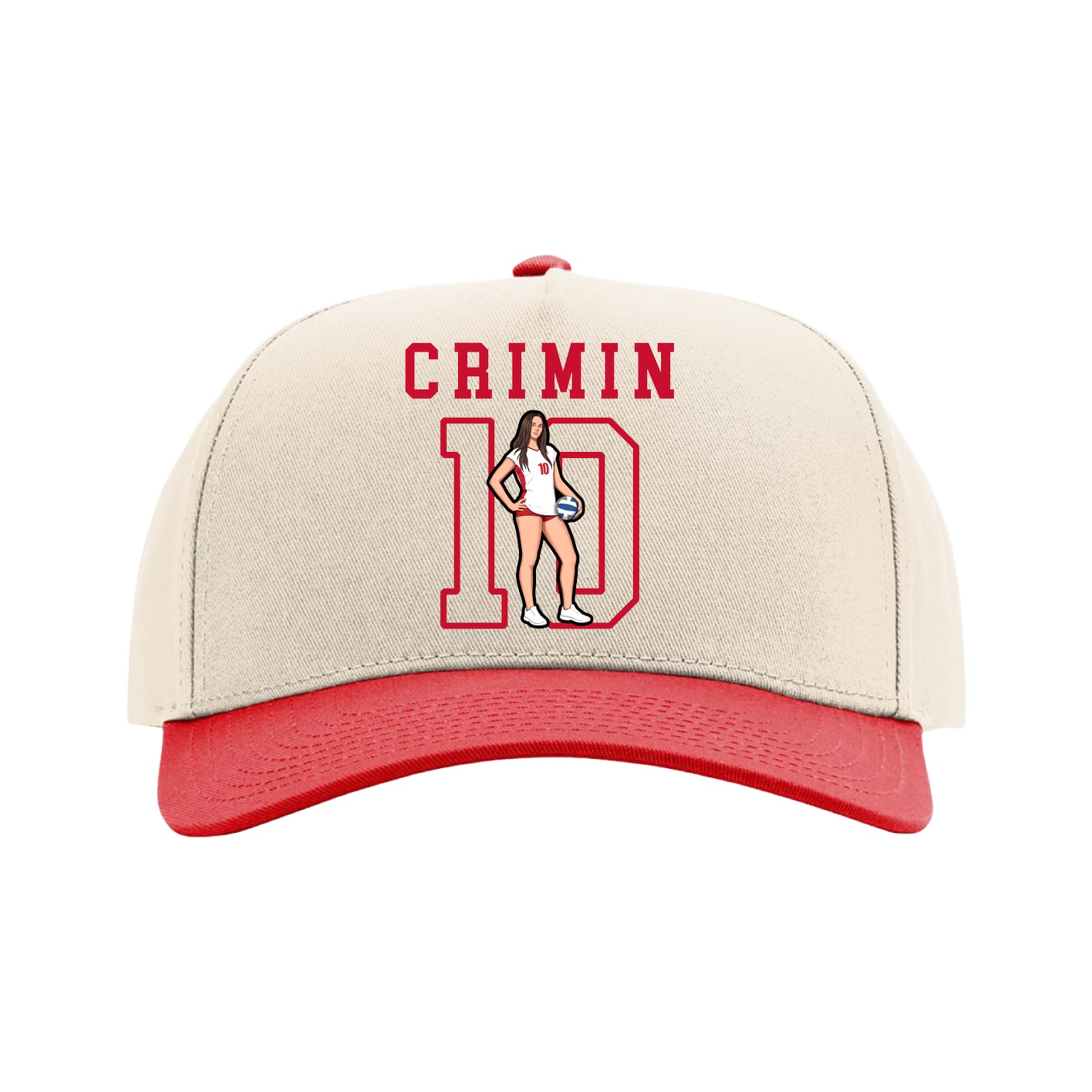 Full Fabric Five-Panel Champ Cap — Shirsey in Cream/Red