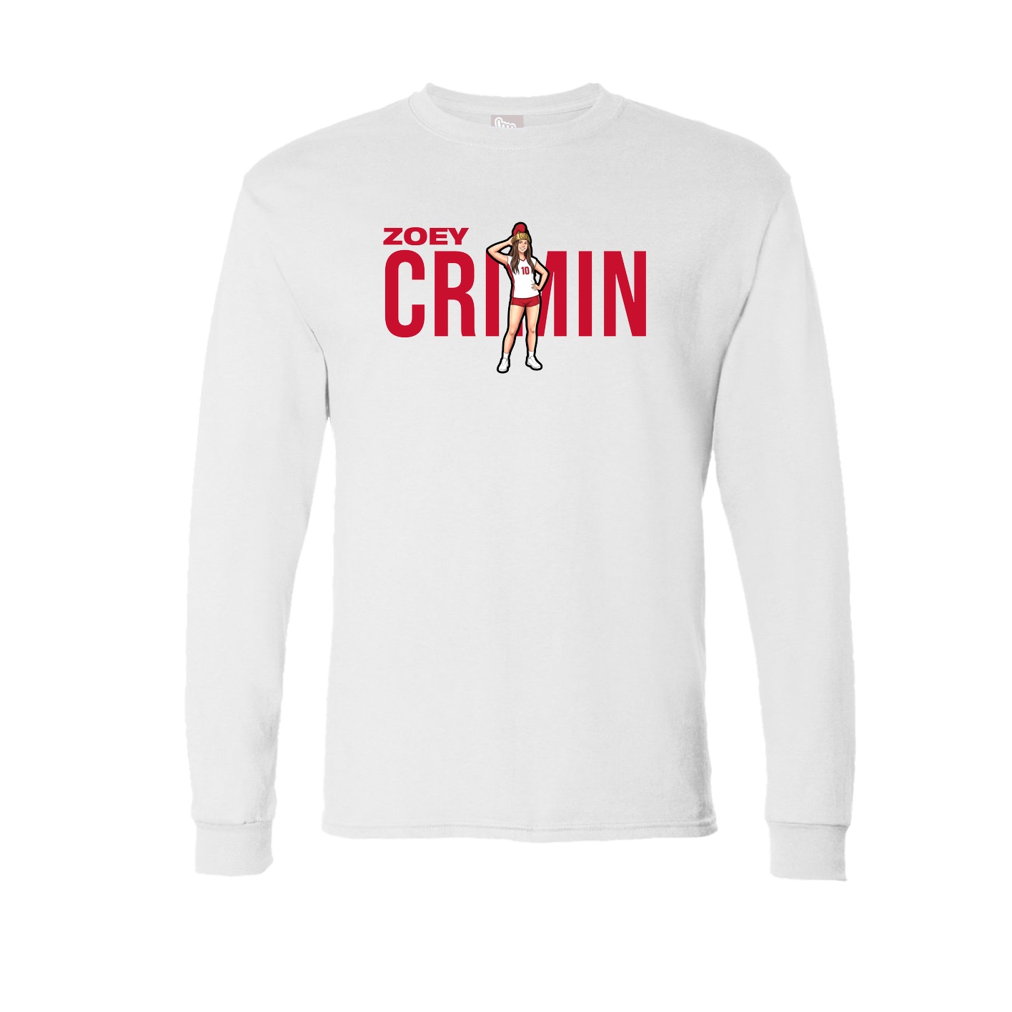 Long Sleeve Tee — Player Name in White