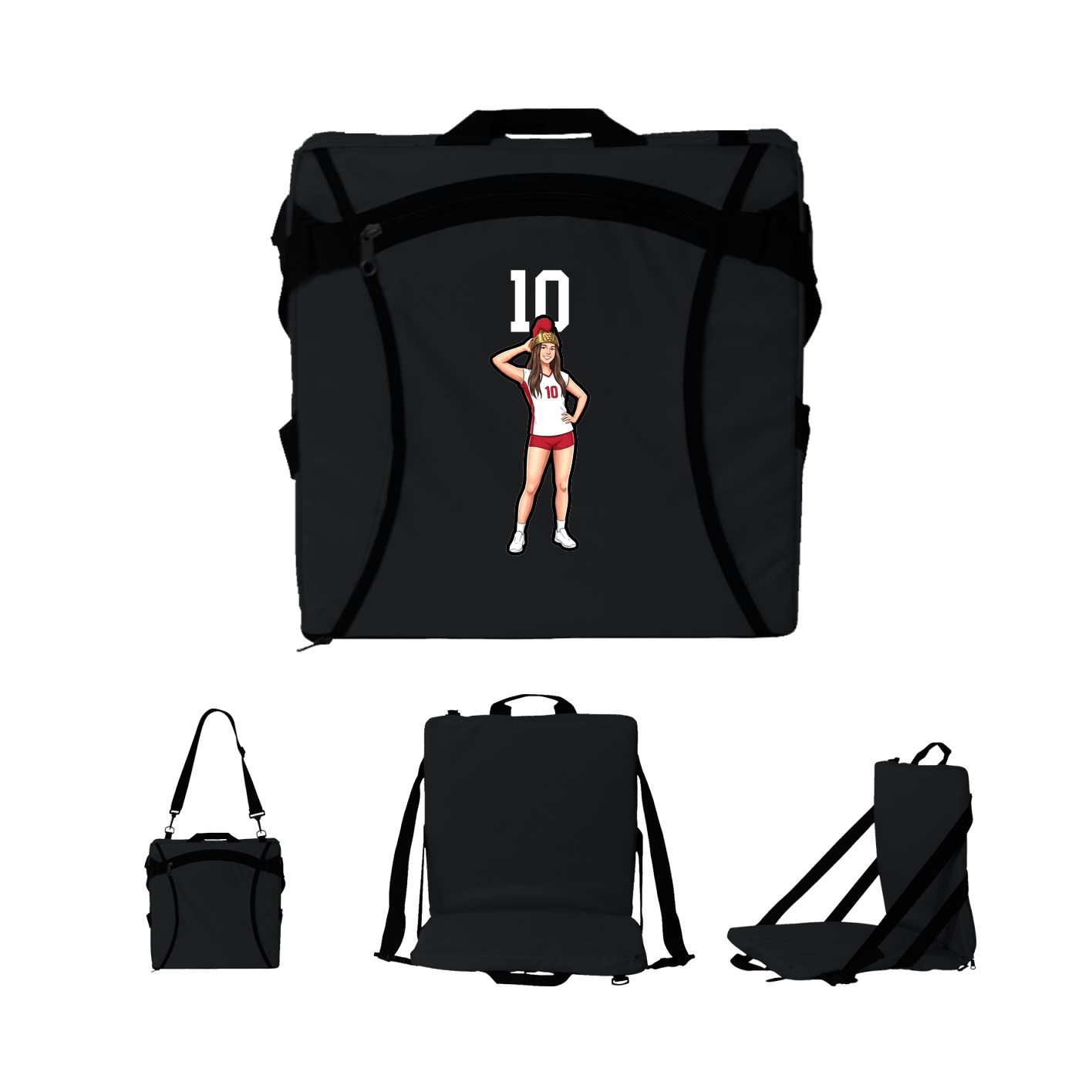 Folding Stadium Seat — Number Top in Black