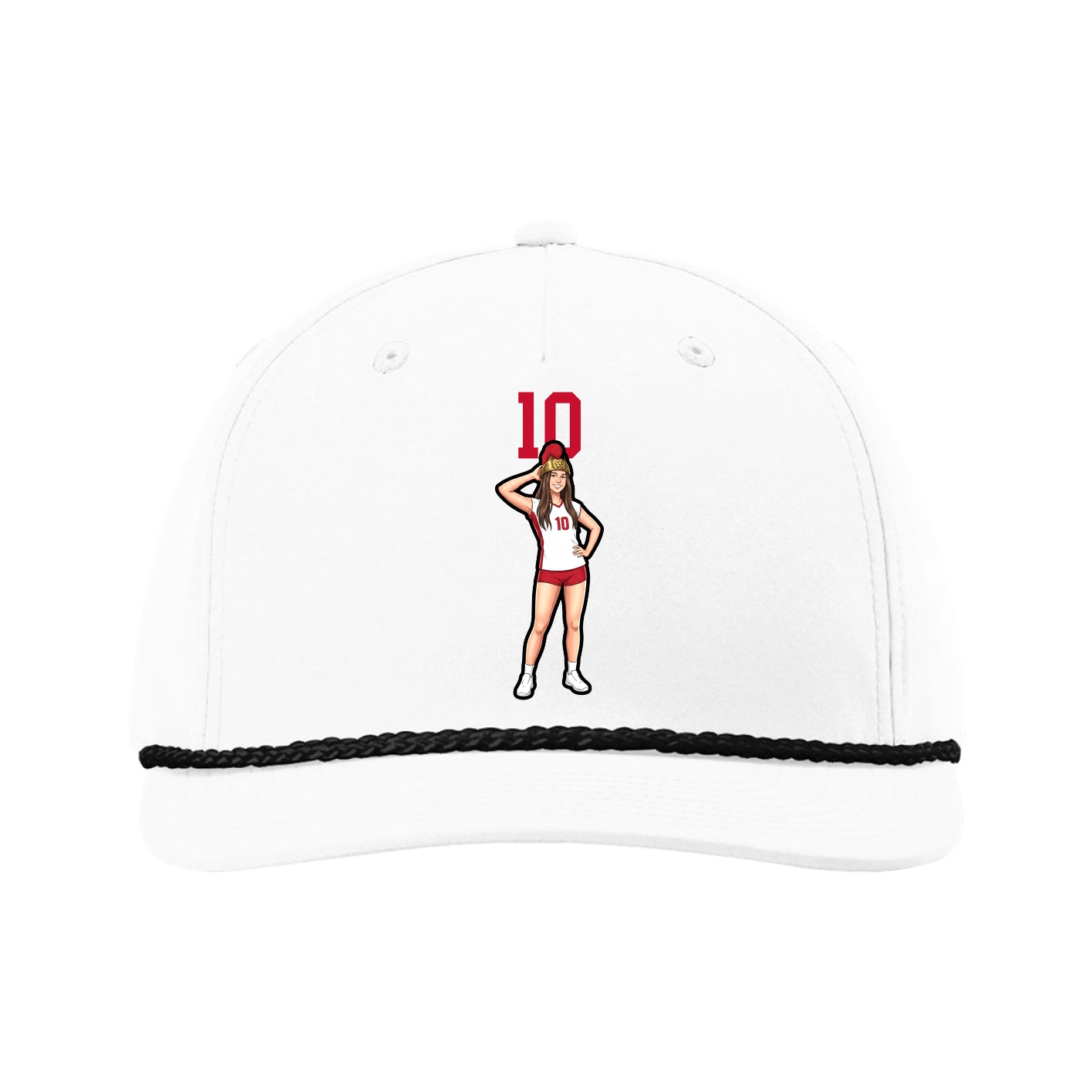 Five-Panel Classic Rope Cap — Number Top in White