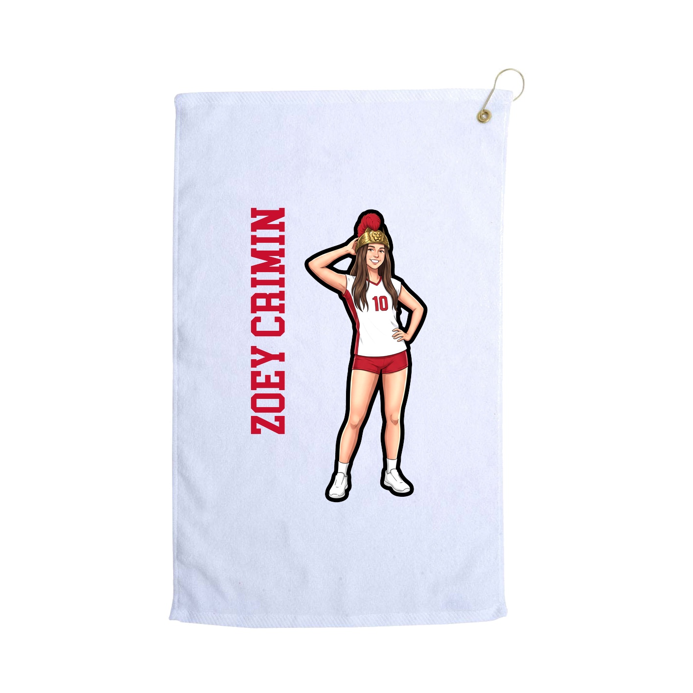 Golf Towel — Name Vertical in White